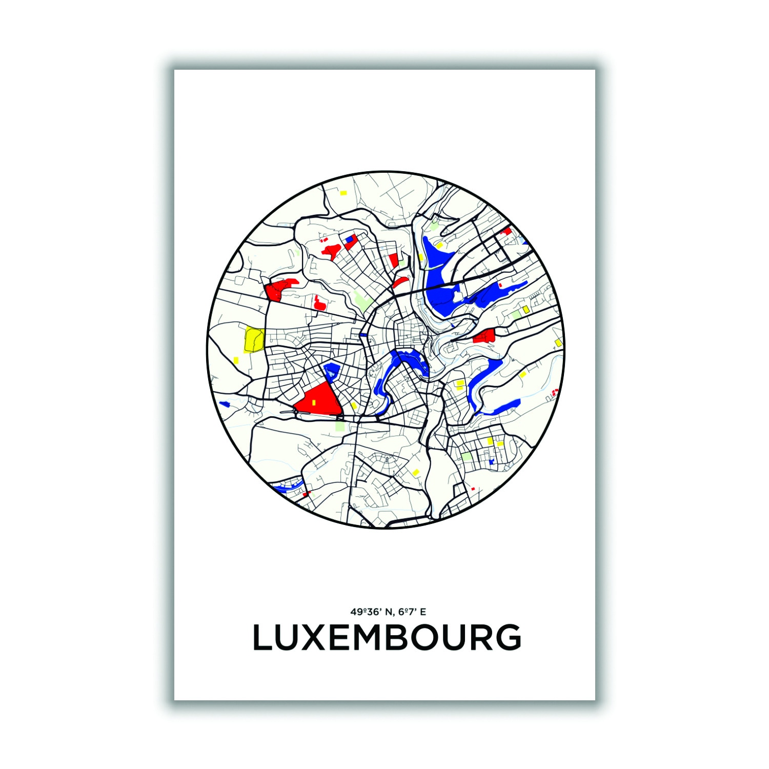 Black Map Of Luxembourg Large Stanley Print House