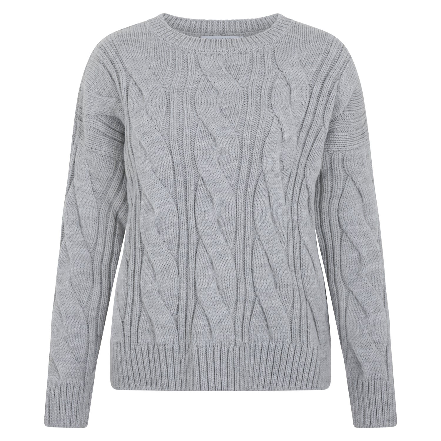 Paul James Knitwear Womens Chunky Merino Wool Mary Cable Jumper - Light Grey In Grey