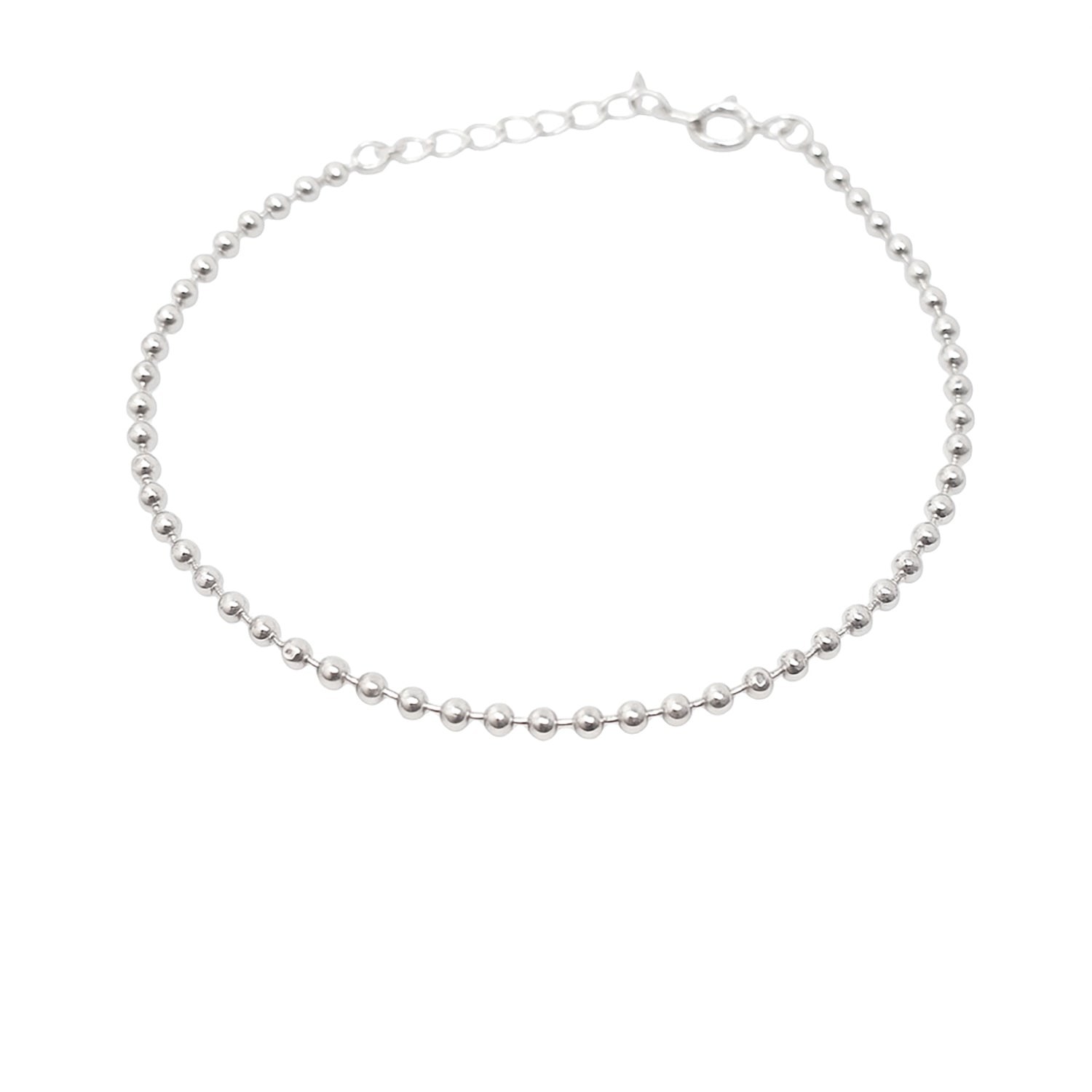 Harfi Women's Ball Bead Chain Minimalist Dainty Sterling Silver Bracelet In Silver