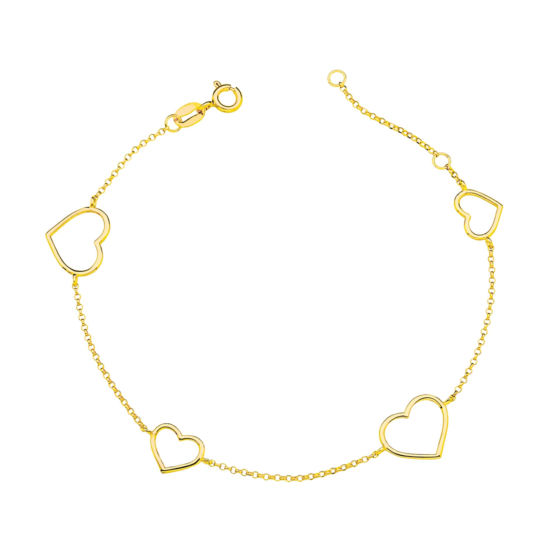 Solio Jewellery Women's Yellow Hearts Bracelet 18k Solid Gold