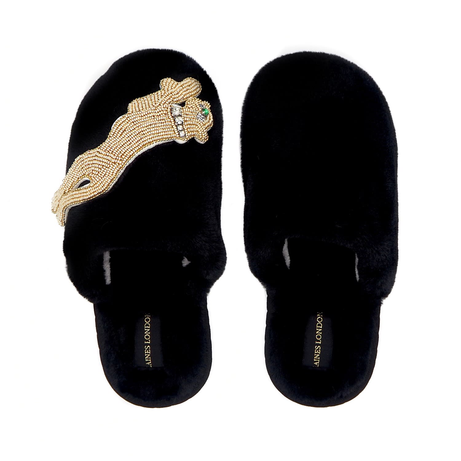 womens black fluffy slippers