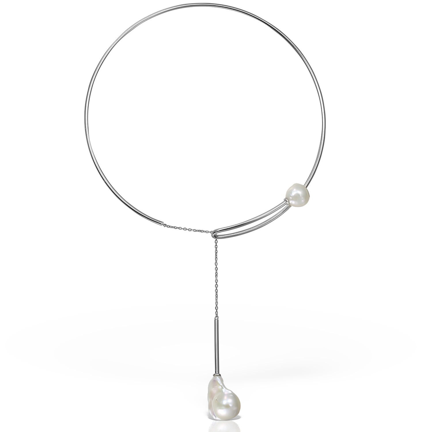 Obsidian Women's White / Silver Segovia Choker, Baroque Pearl & Sterling Silver