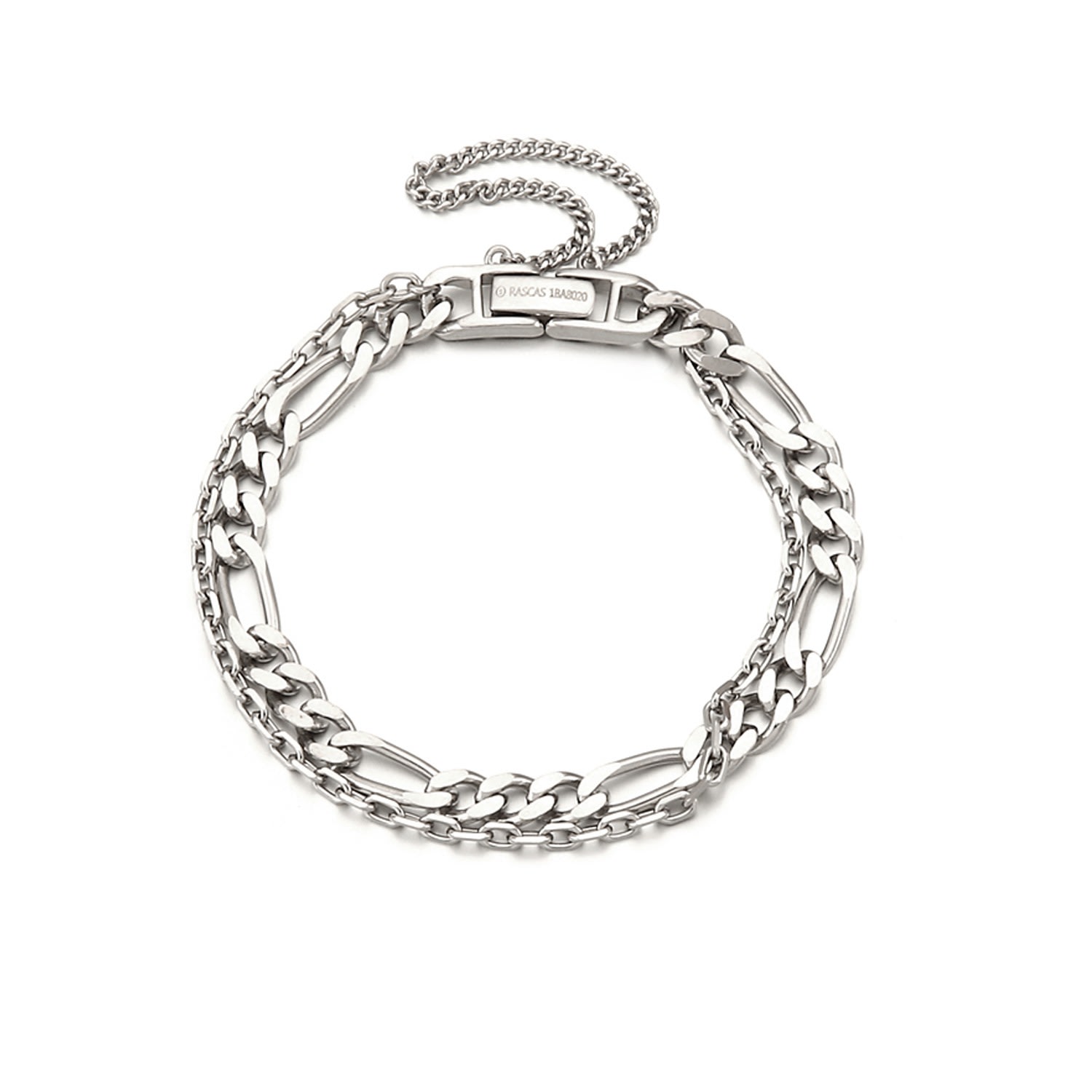 Women’s Rascas Tvxq Double Chain Bracelet In White Gold 925 Silver Ille Lan