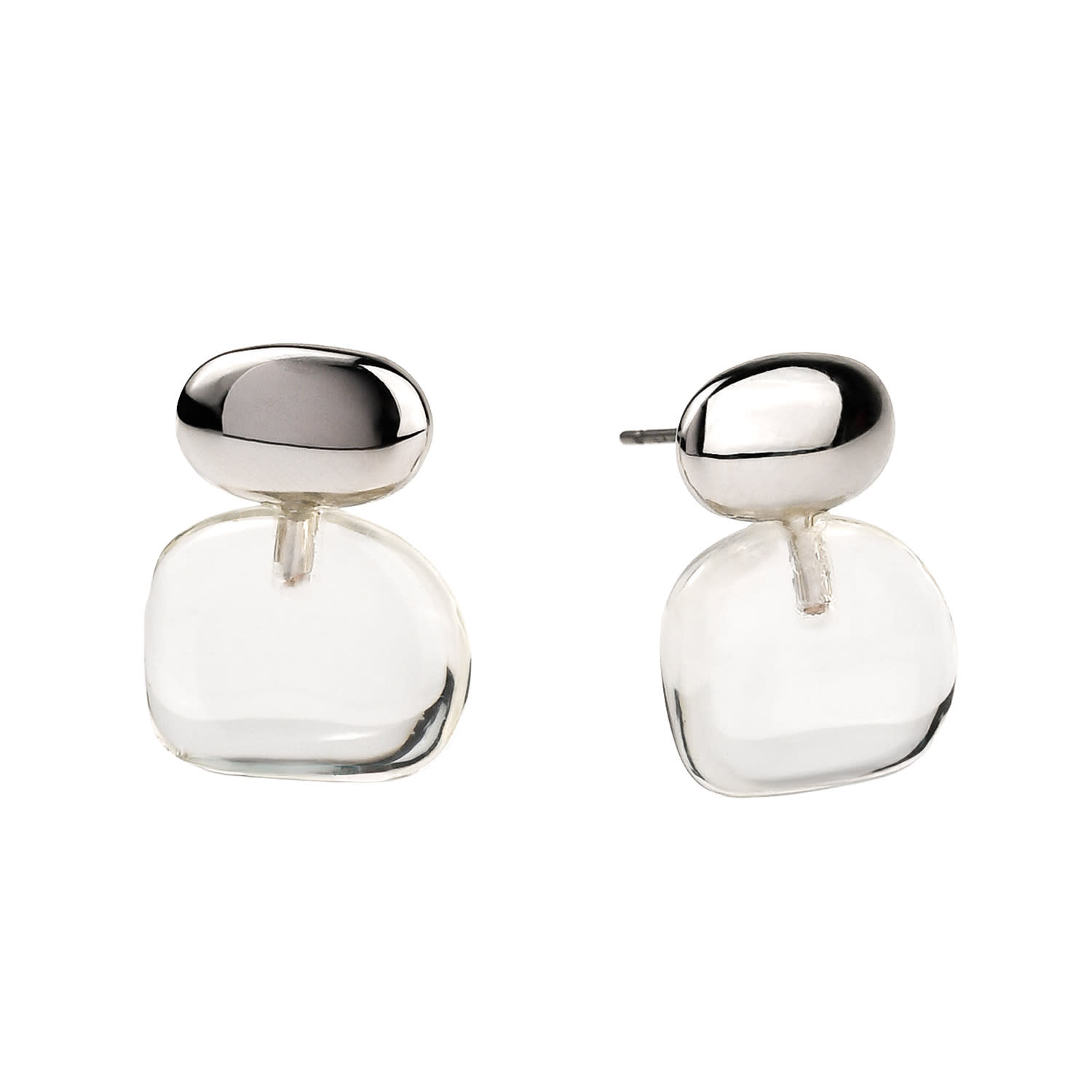 Zynnia Collective Women's Pebble Stack Studs Silver In Gray