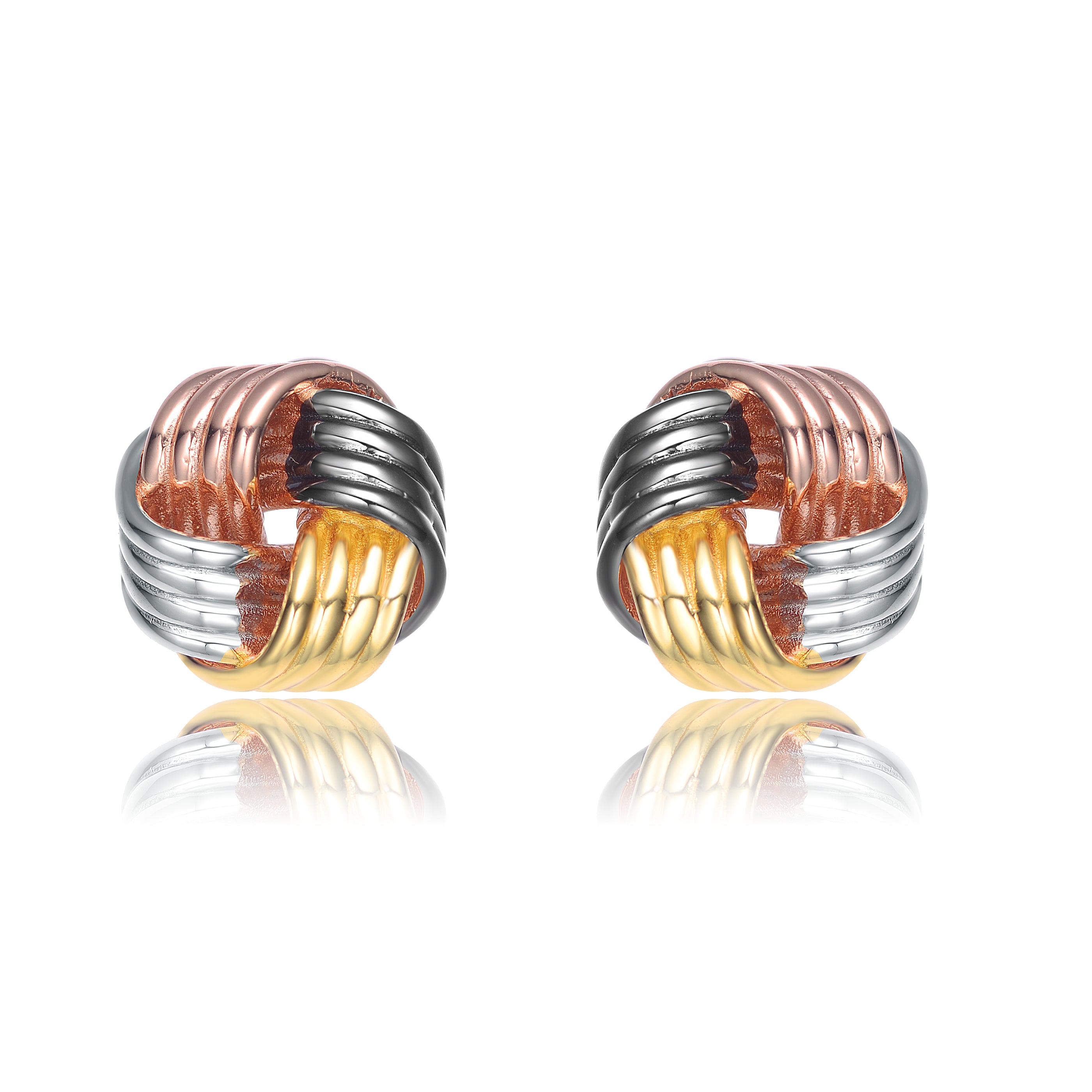 Genevive Jewelry Women's Rose Gold / Silver / Gold Sterling Silver Multi Colored Knot Earrings In Multi