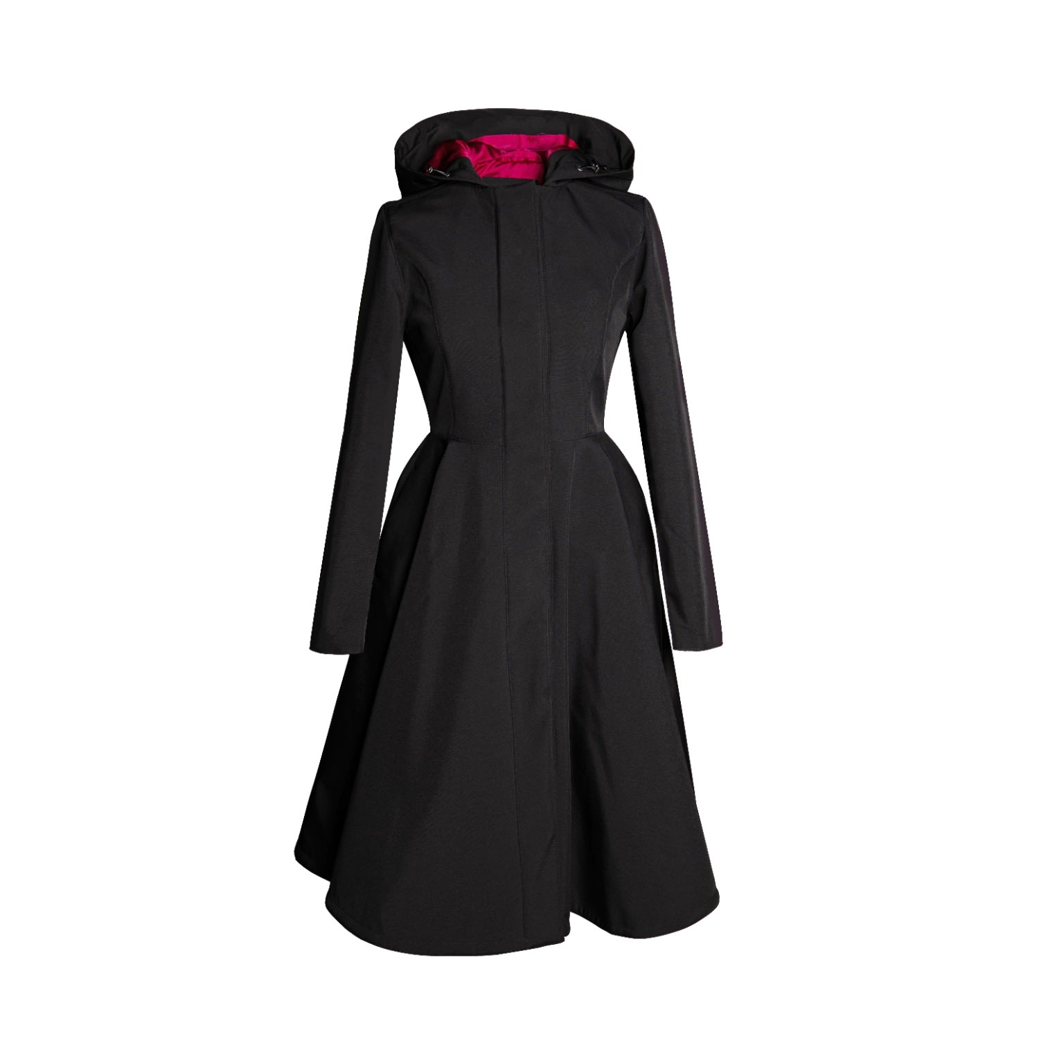 Women's Black Coat With Fuchsia Pink Lining: Pink Ruby | XXL | Rainsisters