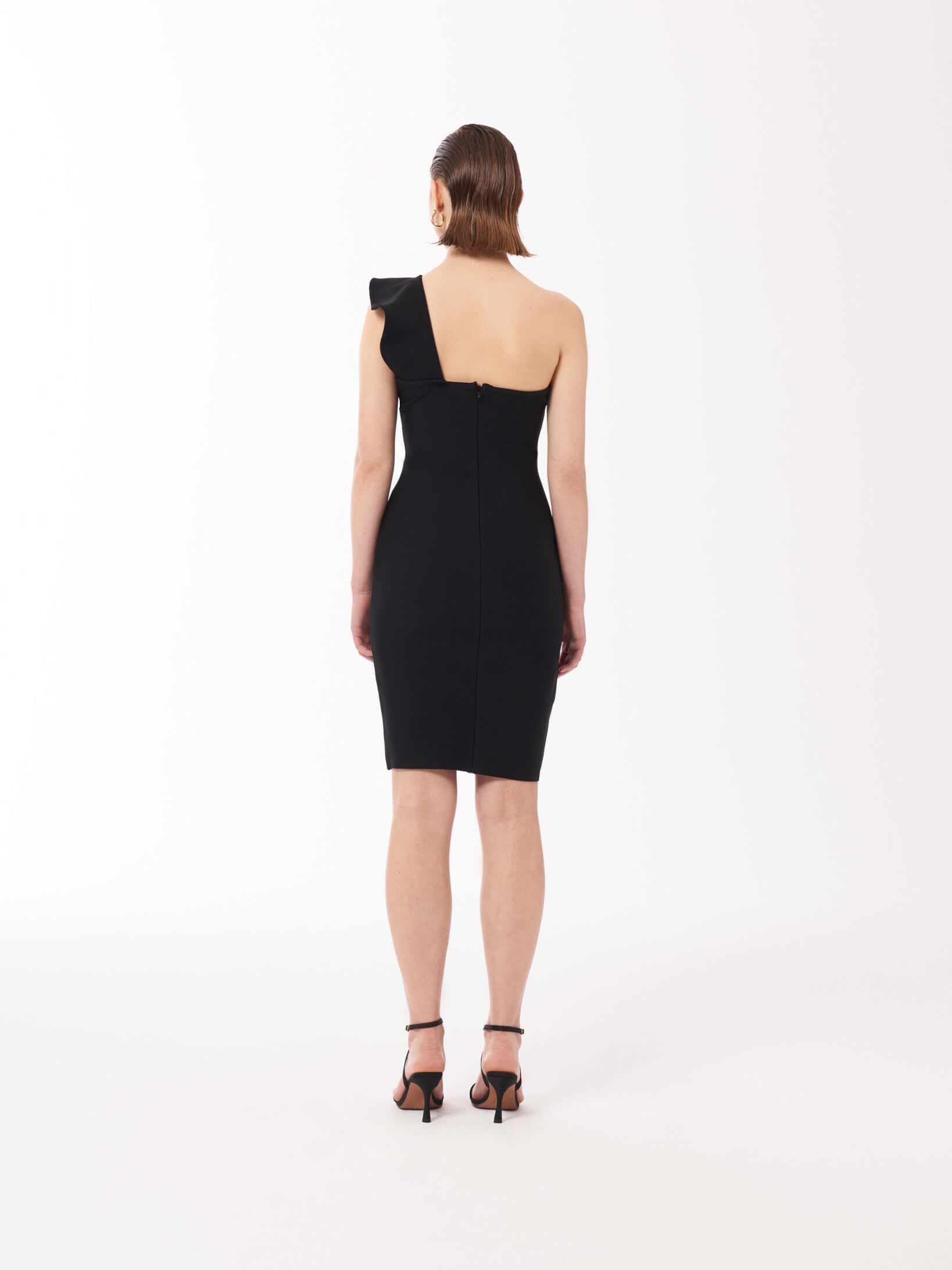 One Shoulder Ruffle Slit Hem Bandage Mini Dress In Black | SOUR FIGS | Wolf  & Badger