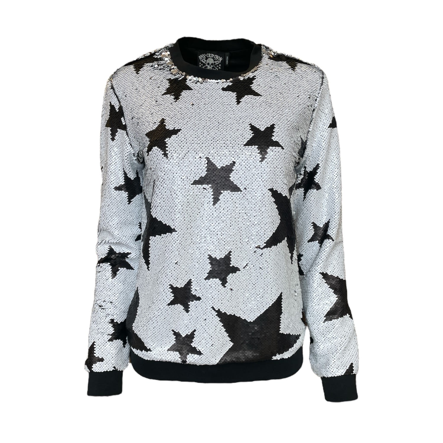 Any Old Iron Women's Black / White / Silver  Sparkle Star White Sweatshirt In Black/white/silver