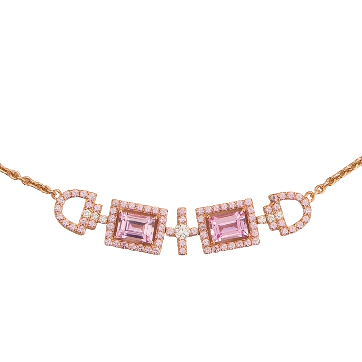 Juvetti Women's Rose Gold / Pink / White Ciceris Rose Gold Necklace Pink Sapphires & Diamonds