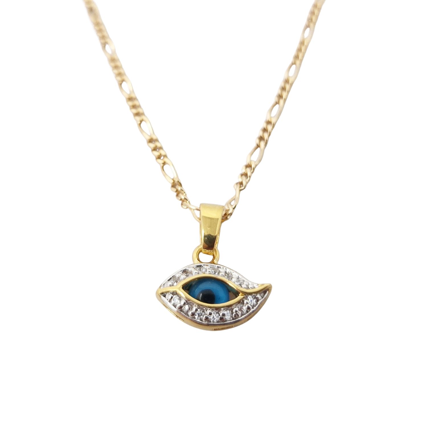 Women’s Gold / Blue Gold Plated Protective Evil Eye Amulet Pendant Necklace Harfi