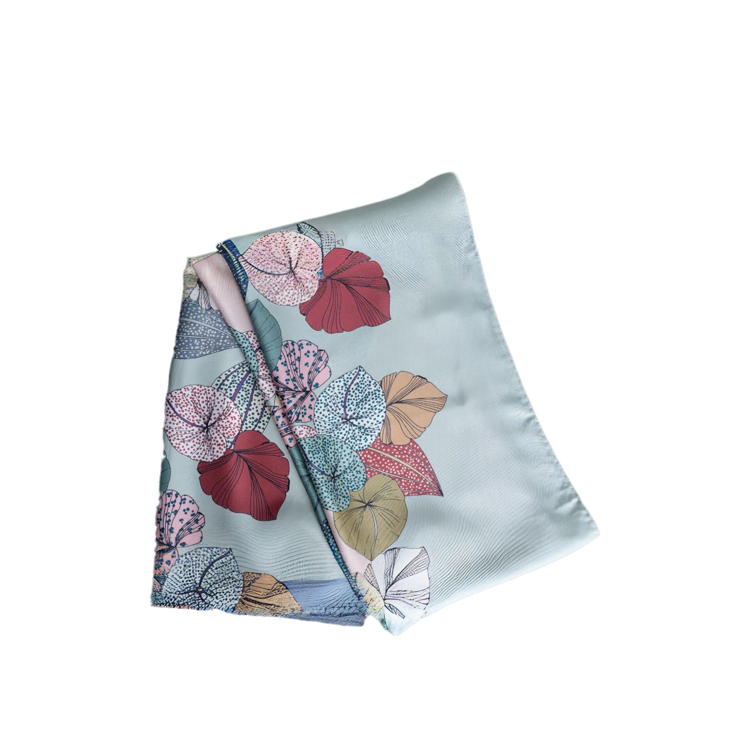Pashmisy Women's Pink / Purple / Rose Gold Tropical Bloom Pale Pink And Sage Silk Scarf In Pink/purple/rose Gold
