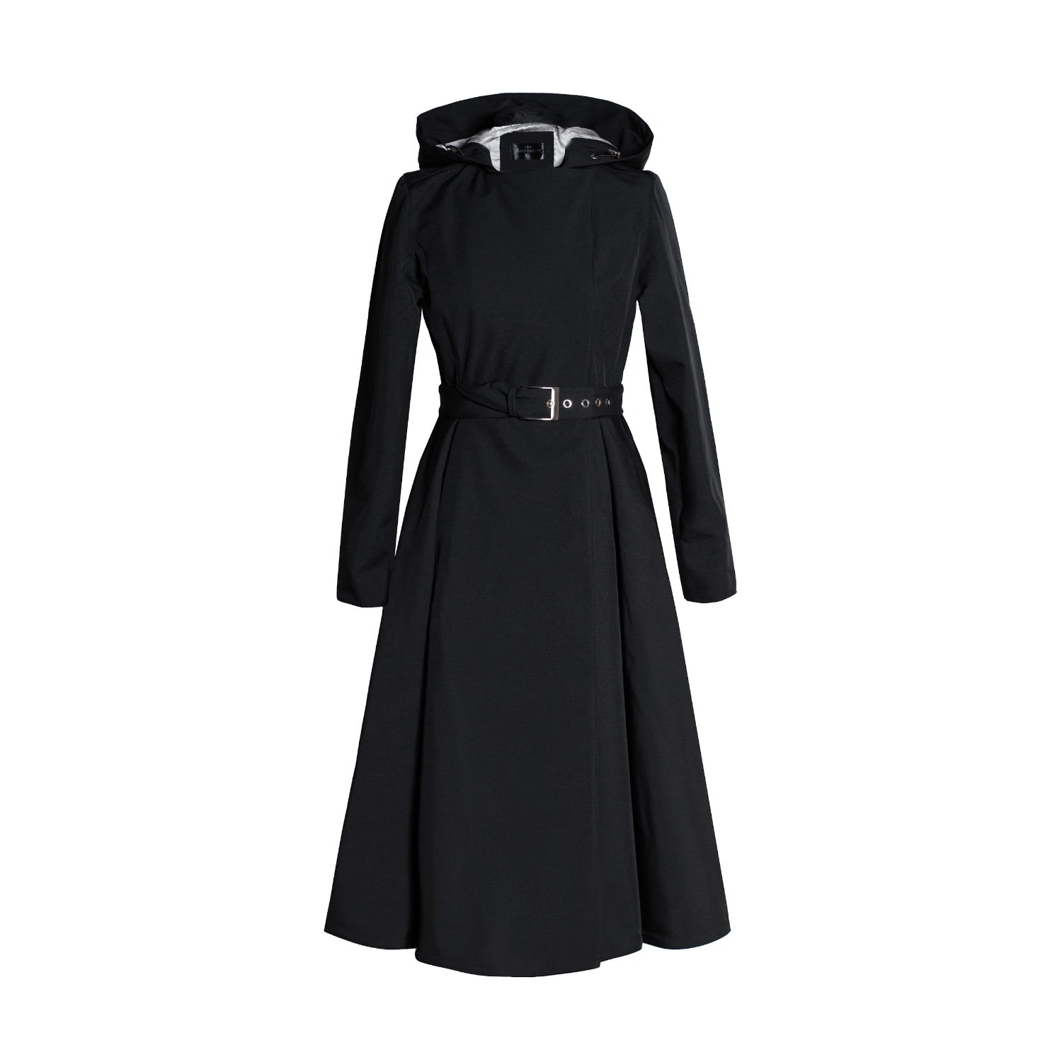 Rainsisters Women's Double Breasted Coat With Belt In Black: Queen Of Spades In Black