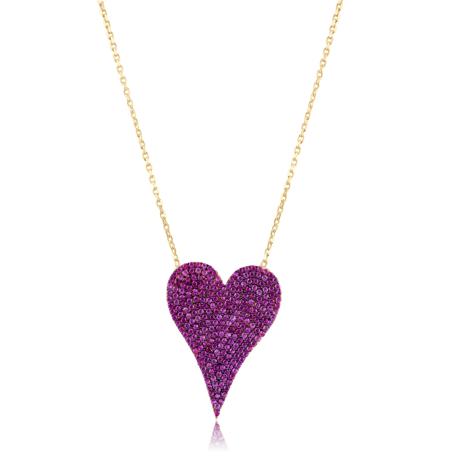 Women’s Gold / Pink / Purple Large Pink Pave Heart - Hot Pink Shymi