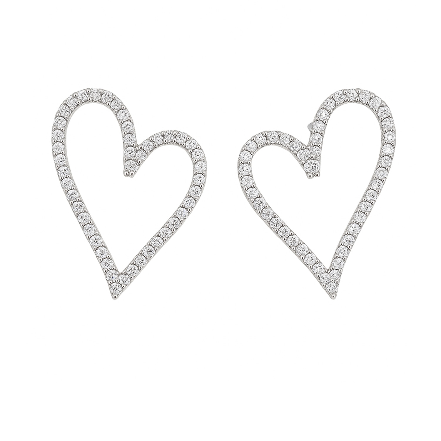 The Gala Women's Silver Crystal Heart Statement Earrings In Silver