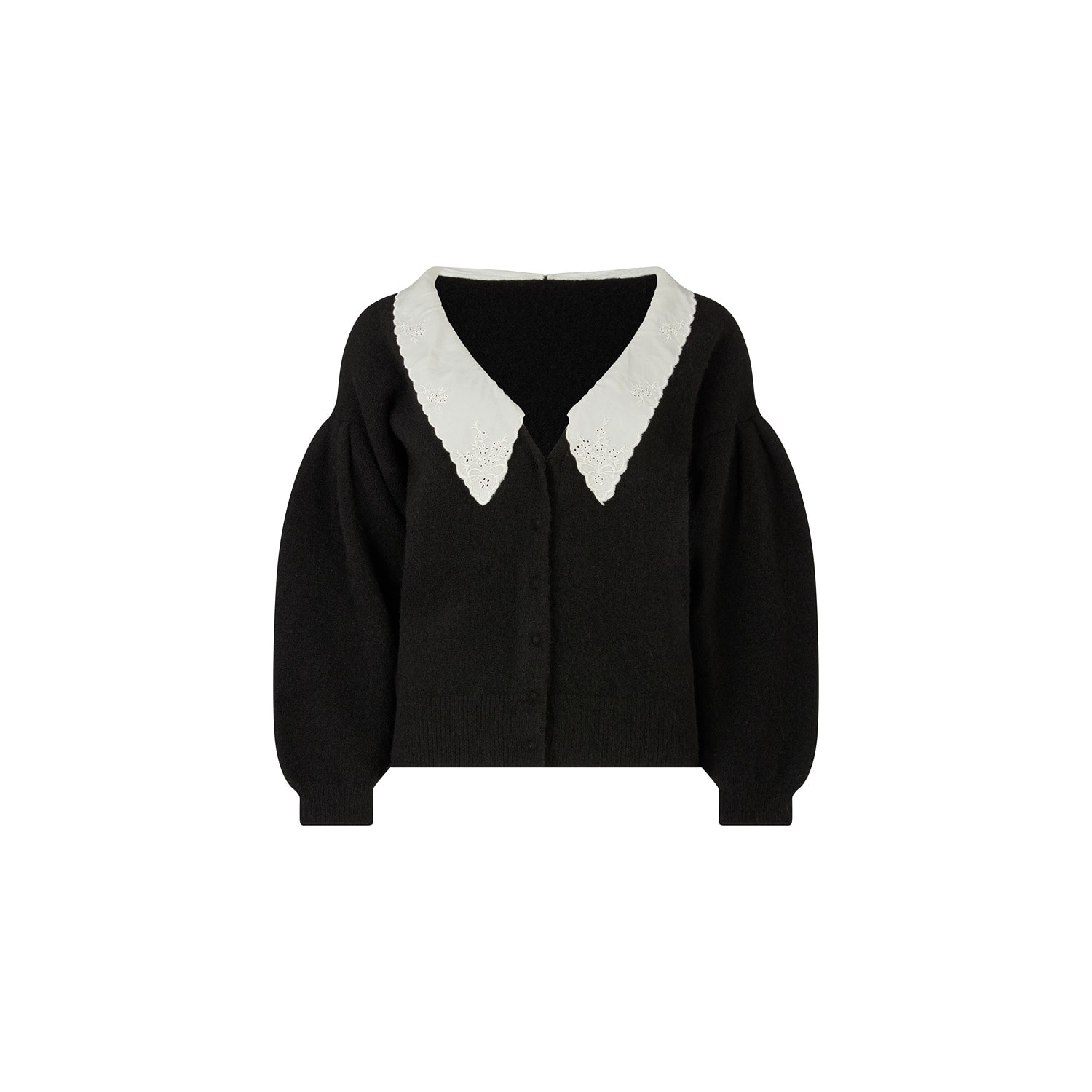 Lily And Lionel Women's Suzzanna Embroidered Collar Cardigan In Black