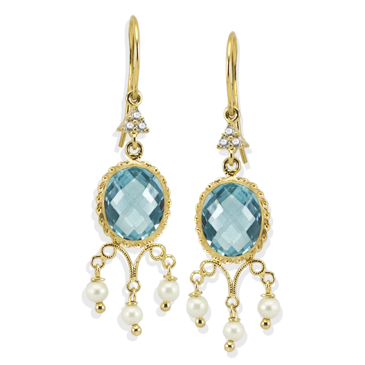 Women’s Blue / Gold Positano Blue Topaz Earrings Vintouch Italy