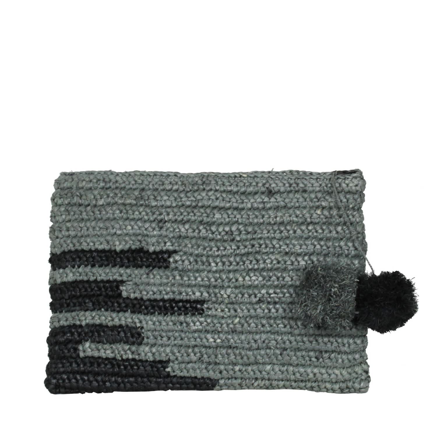 black raffia clutch bag