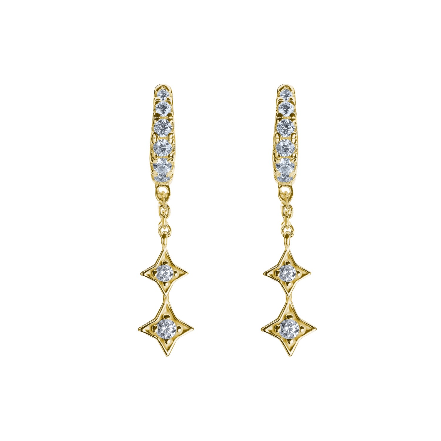 Bloomtine | Earth Angel Hq Women's Illuminess™ Mini Gold Vermeil Shooting Star Moissanite Huggies