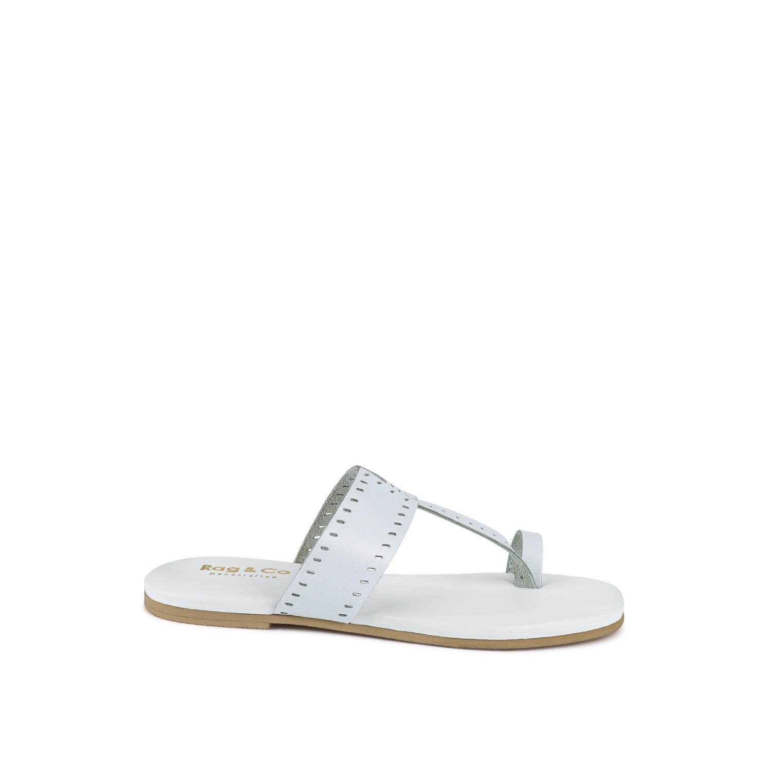 Rag & Co Women's Mila White Toe Ring Thong Slip Ons In White