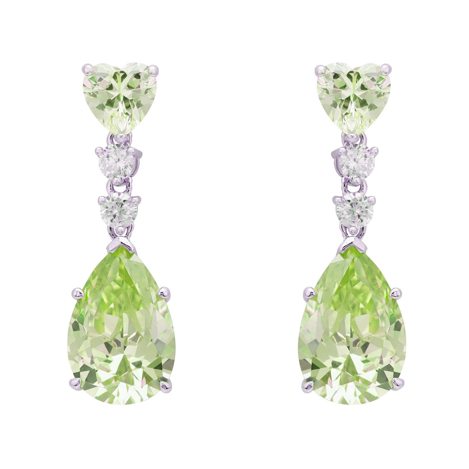 Women’s White / Green / Silver Augusta Peridot Teardrop Earrings Silver Latelita