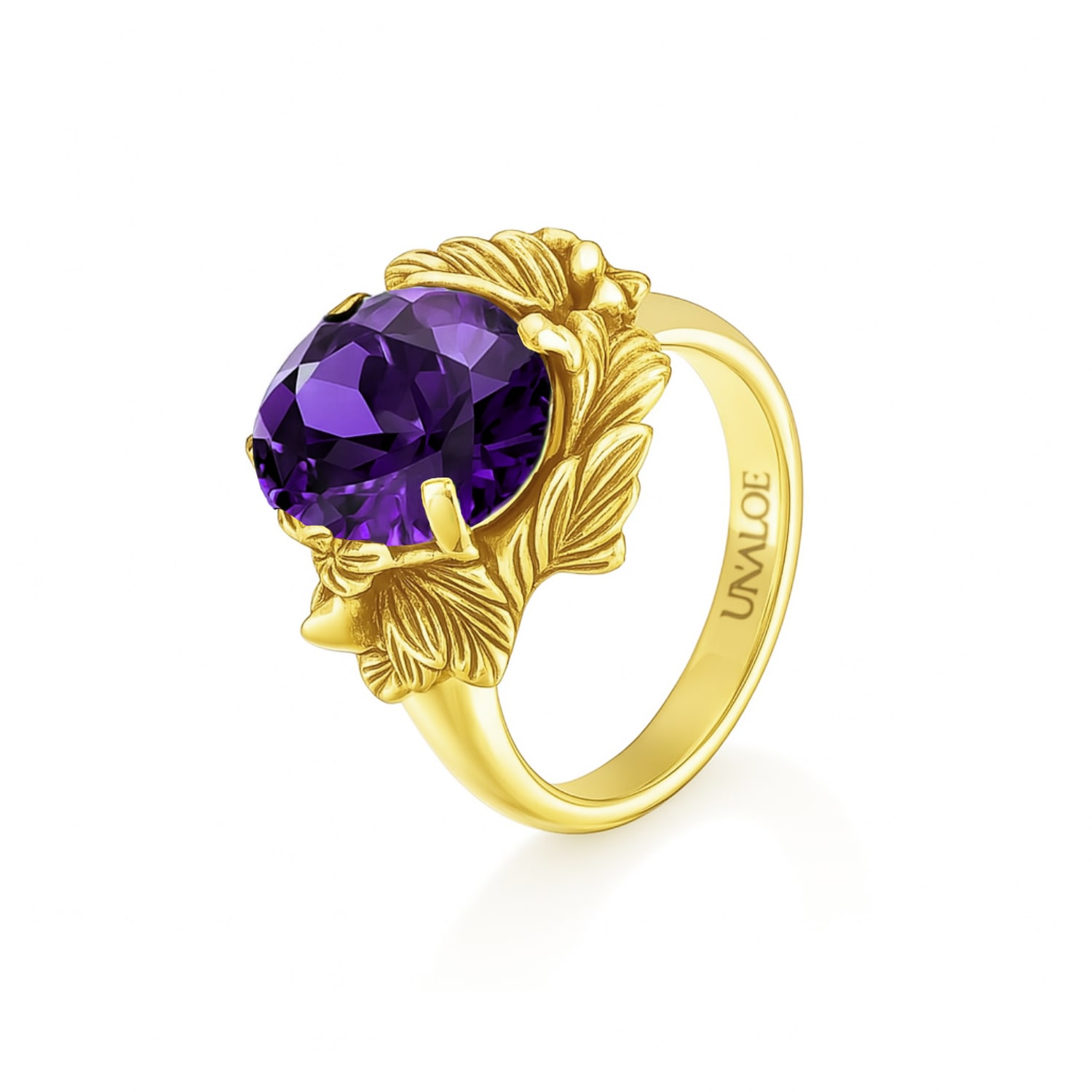 Unaloe Women's Gold / Purple Ring In Sterling Silver With Gold Plated With Violet Zirconia – Coleus Ovalis  In Multi