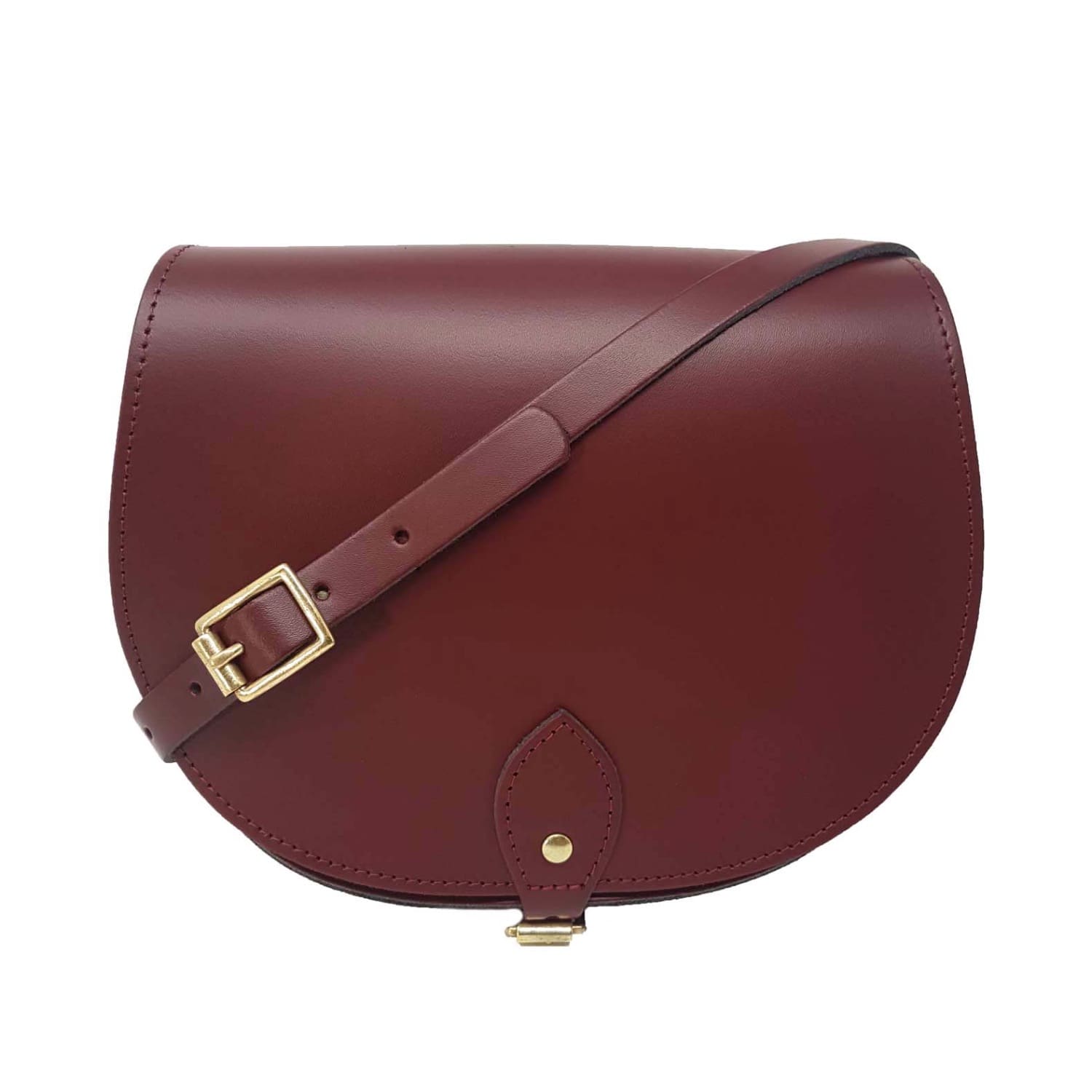 oxblood leather handbag