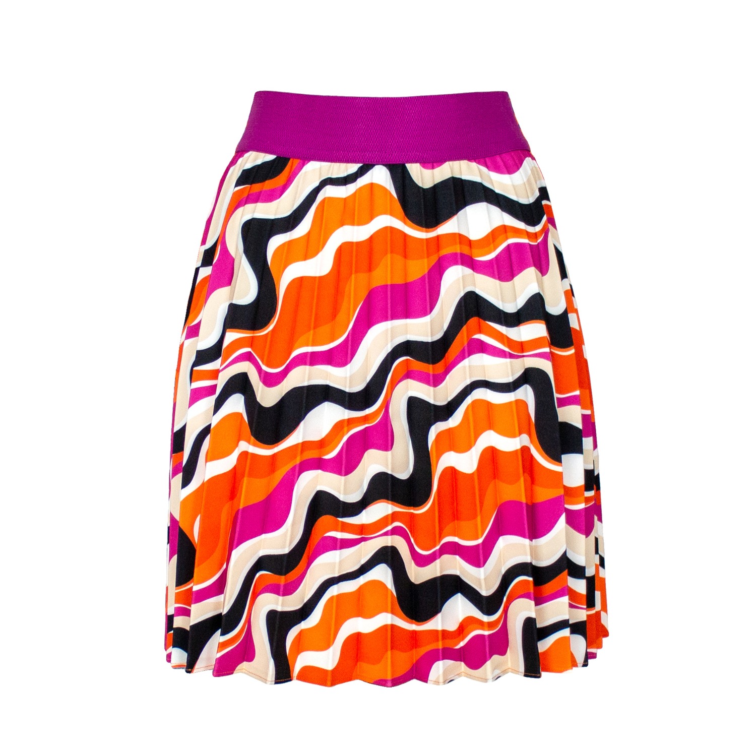 Lalipop Design Women's Half-circle Pleated Mini Skirt With Colorful Wavy Print
