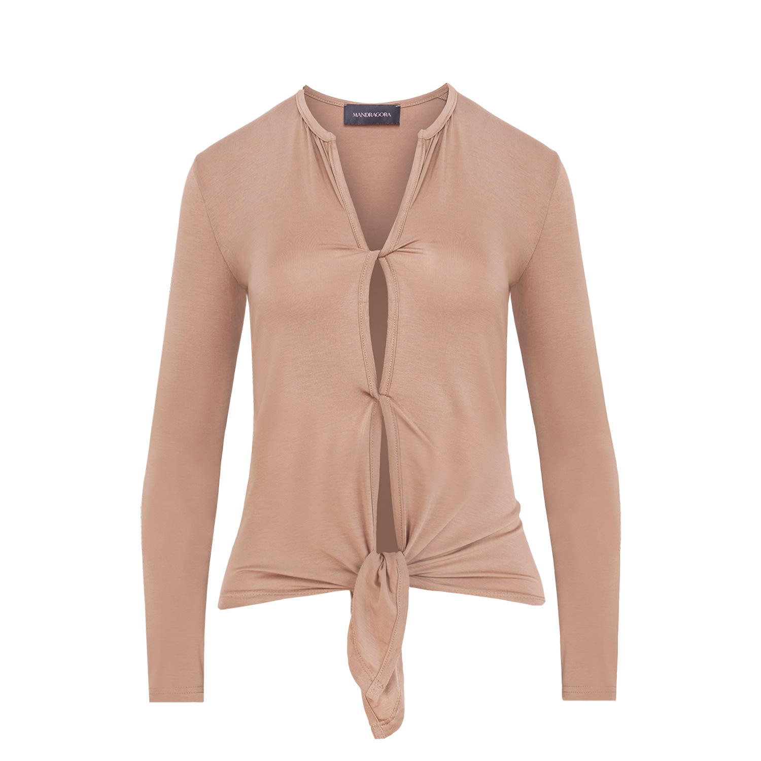 Mandragora Women's Brown / Neutrals Viscose Cappuccino Top With Woven Openings  - Parfo In Brown