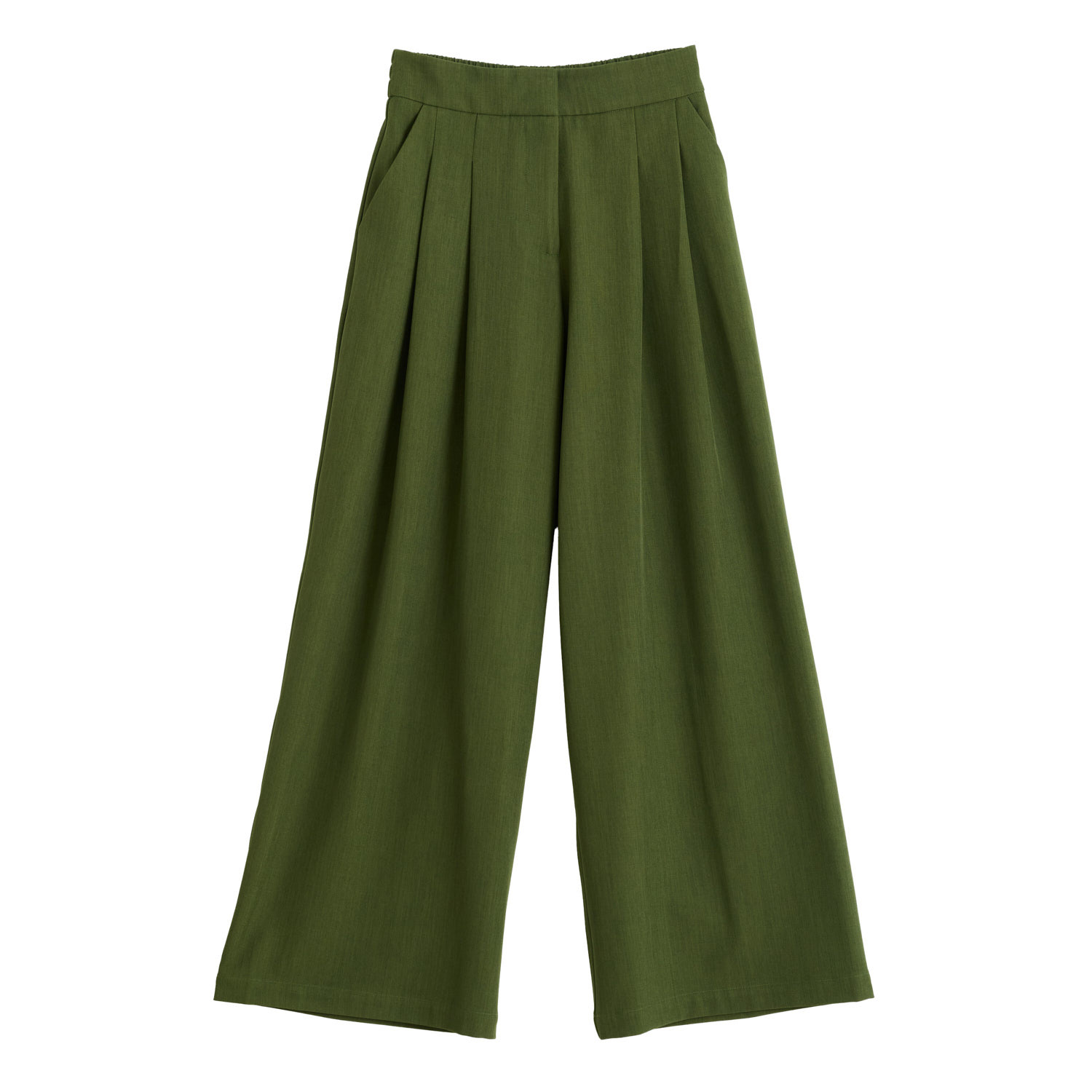 Louche Women's Tyler Pleat Front Wide Leg Trouser - Moss Green