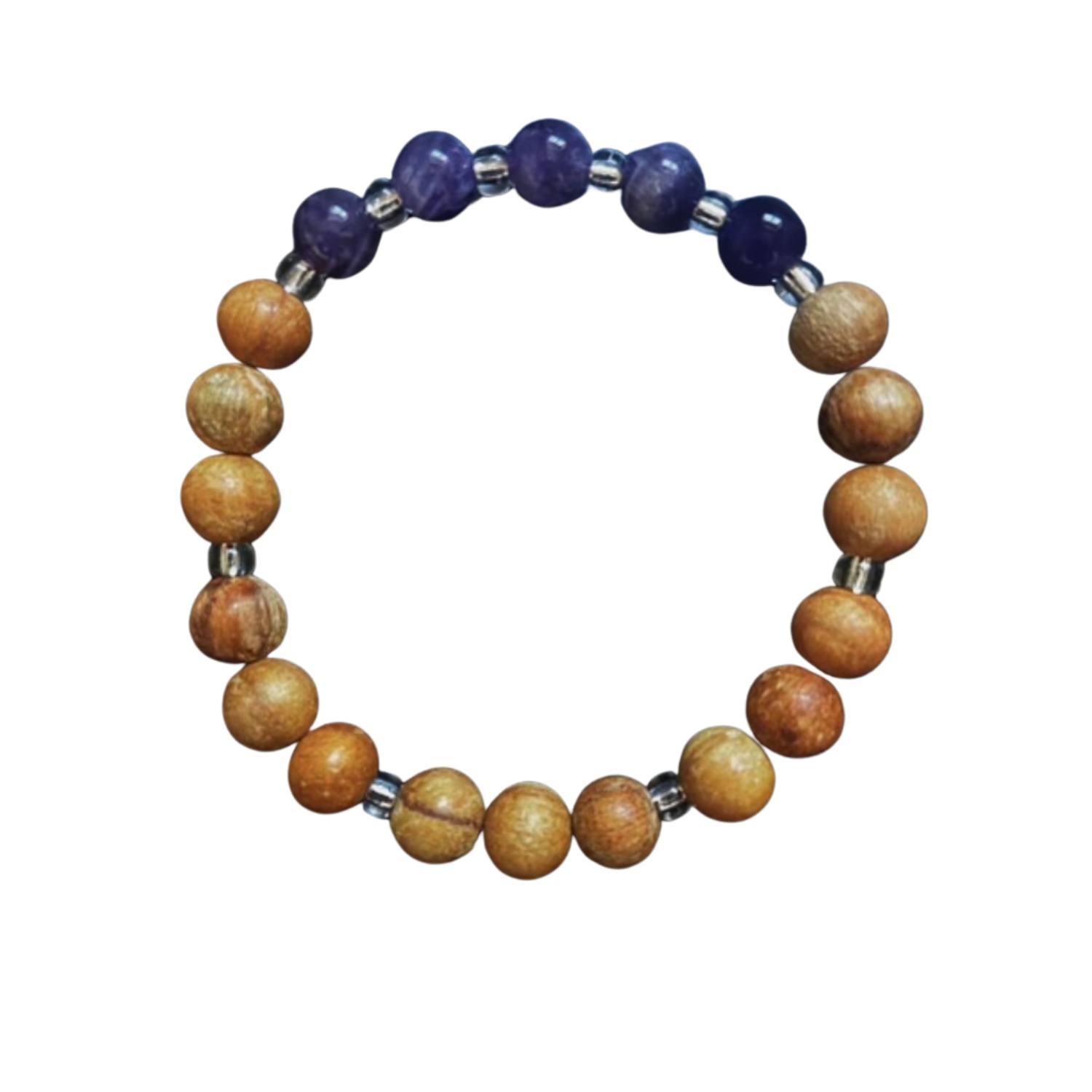 Lemuria Store Women's Neutrals / Purple Amethyst Palo Santo Bracelet In Purple