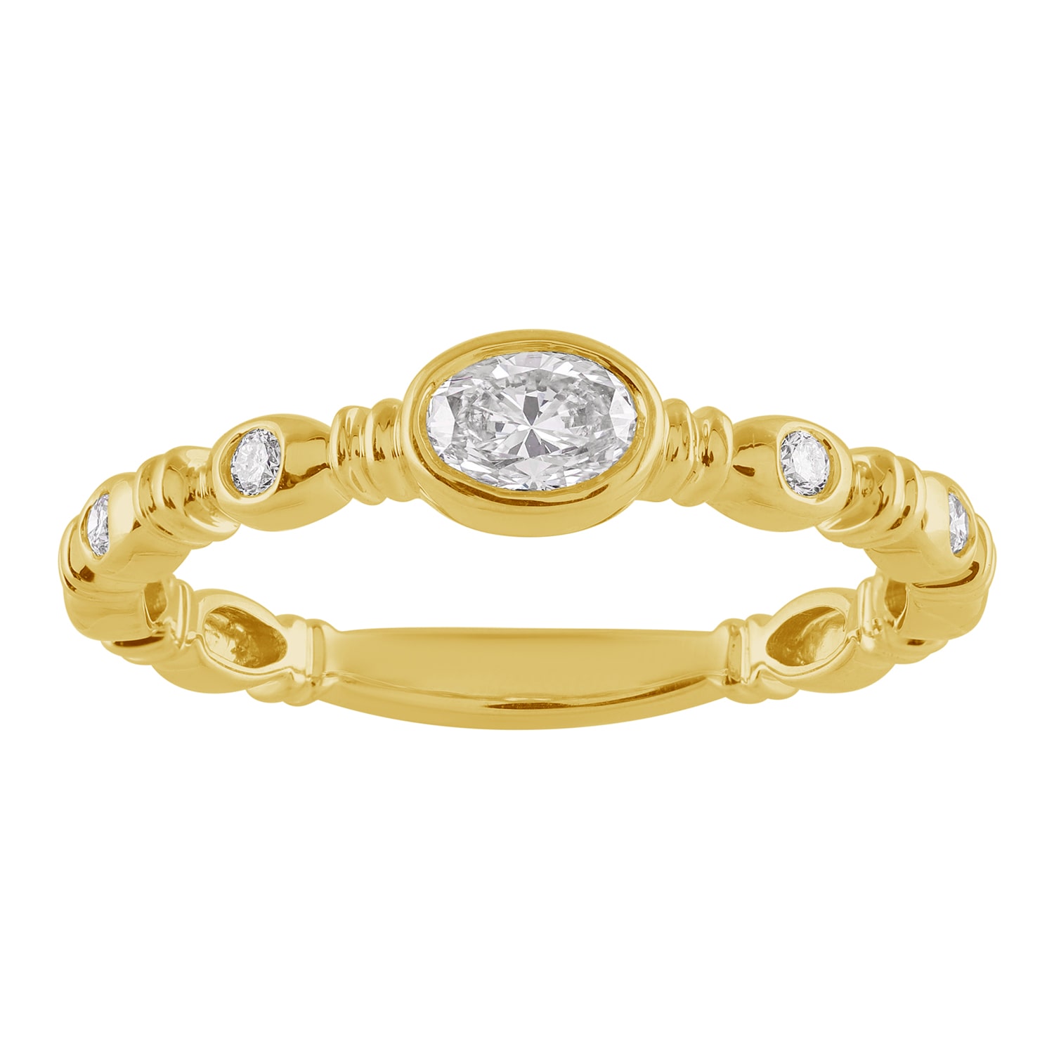 Women’s Gold / White Oval Diamond Engagement Ring With Diamond In 14K Yellow Gold | Artisan