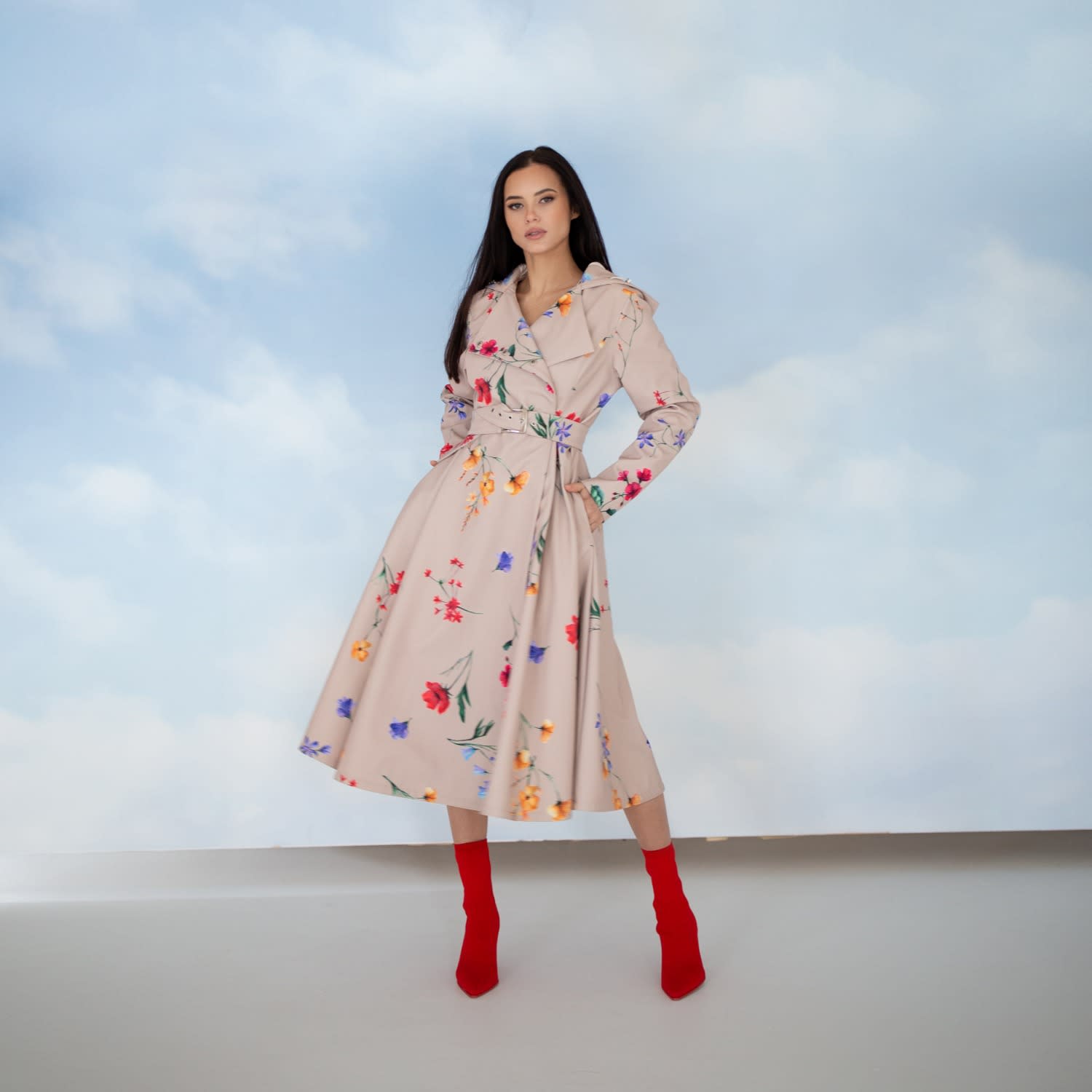 【deres】feather spring coat Dbdkejj Spring And Autumn Women's Mid-Length Trench Coat