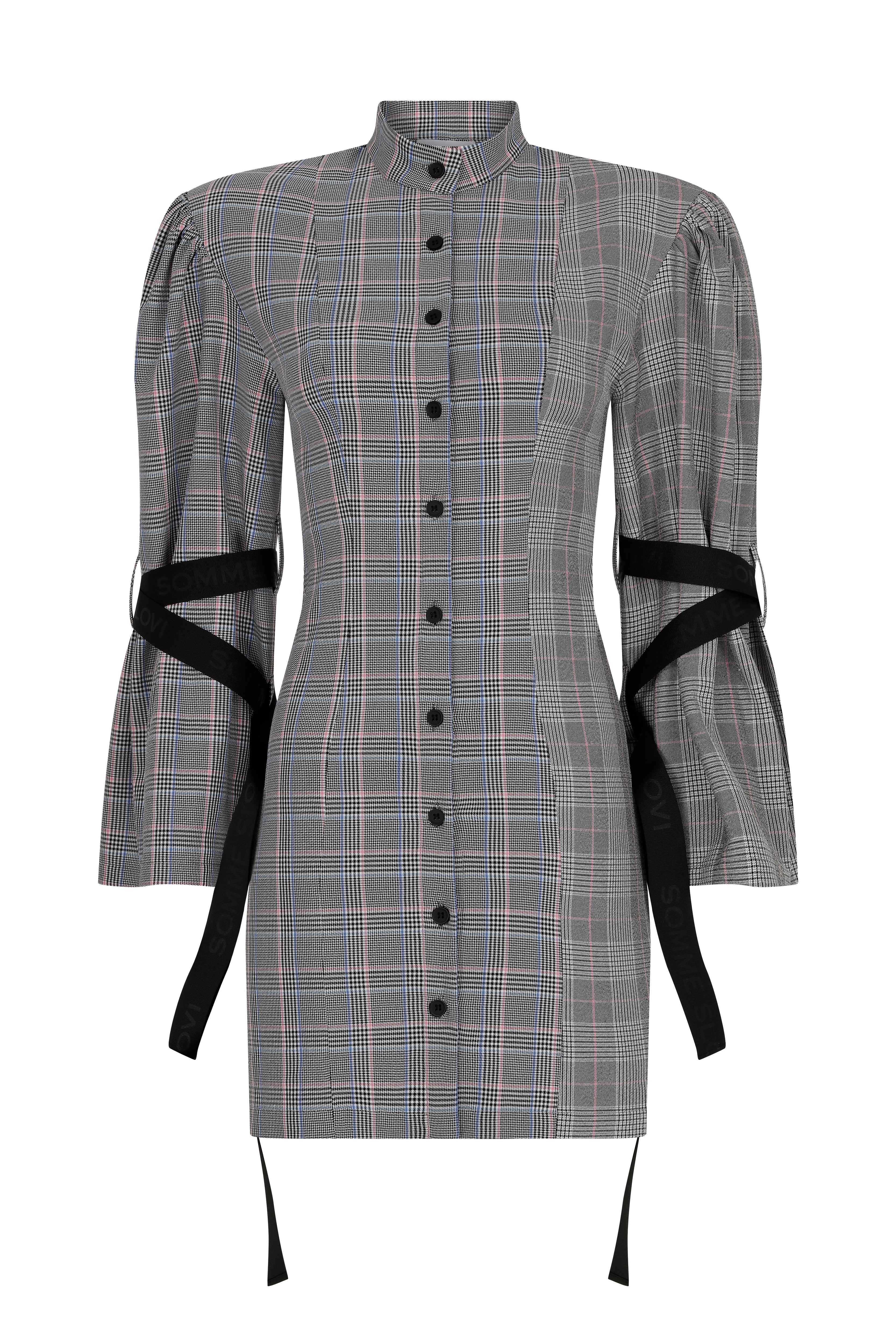 Somme Slovi Women's Grey Plaid Button-down Mini Dress In Grey