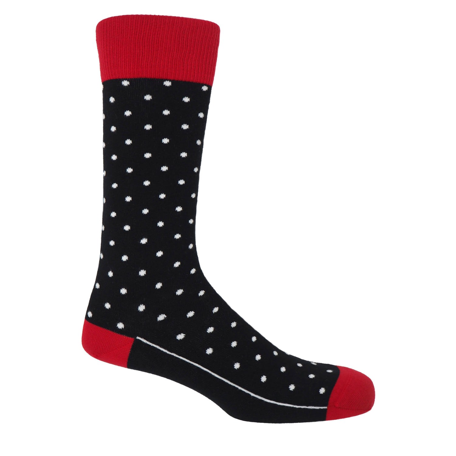 Black Pin Polka Men’s Socks One Size Peper Harow - Made in England