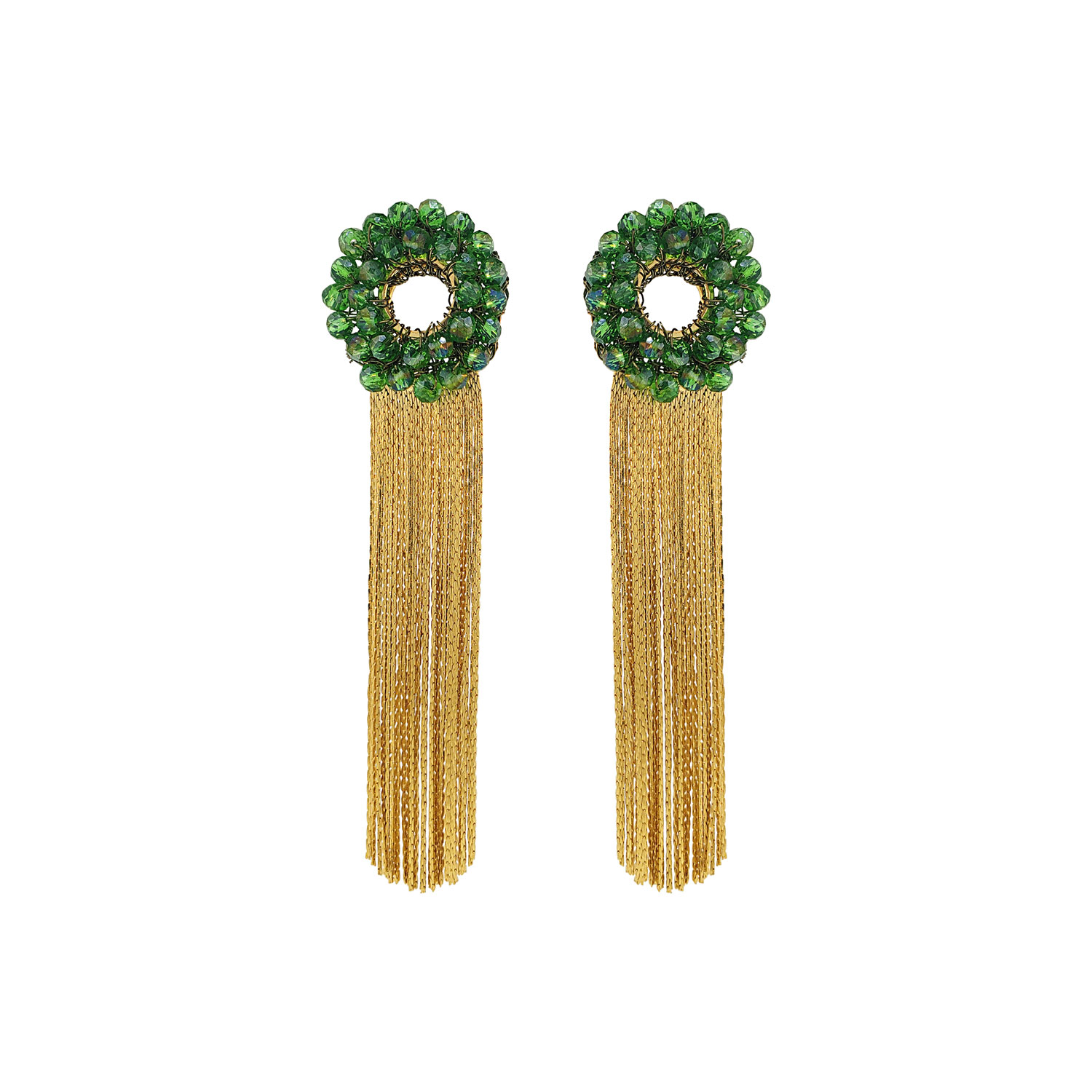 Lavish By Tricia Milaneze Women's Green / Gold Forest Green & Gold Sadie Handmade Earrings In Gray