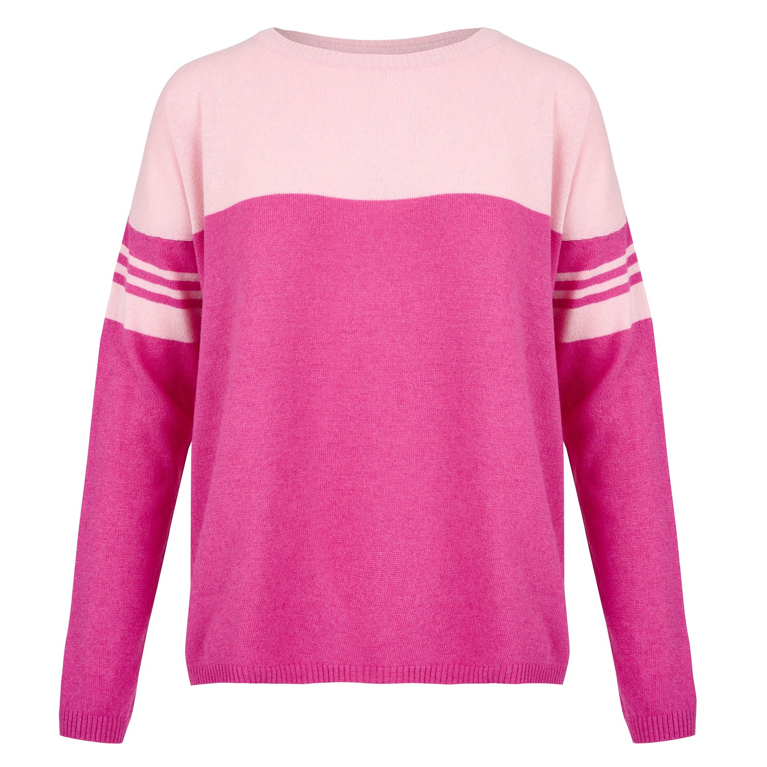 Women’s Pink / Purple Cashmere Mix Sweater In Baby Pink & Cerise With Cerise Arm Rings One Size At Last...