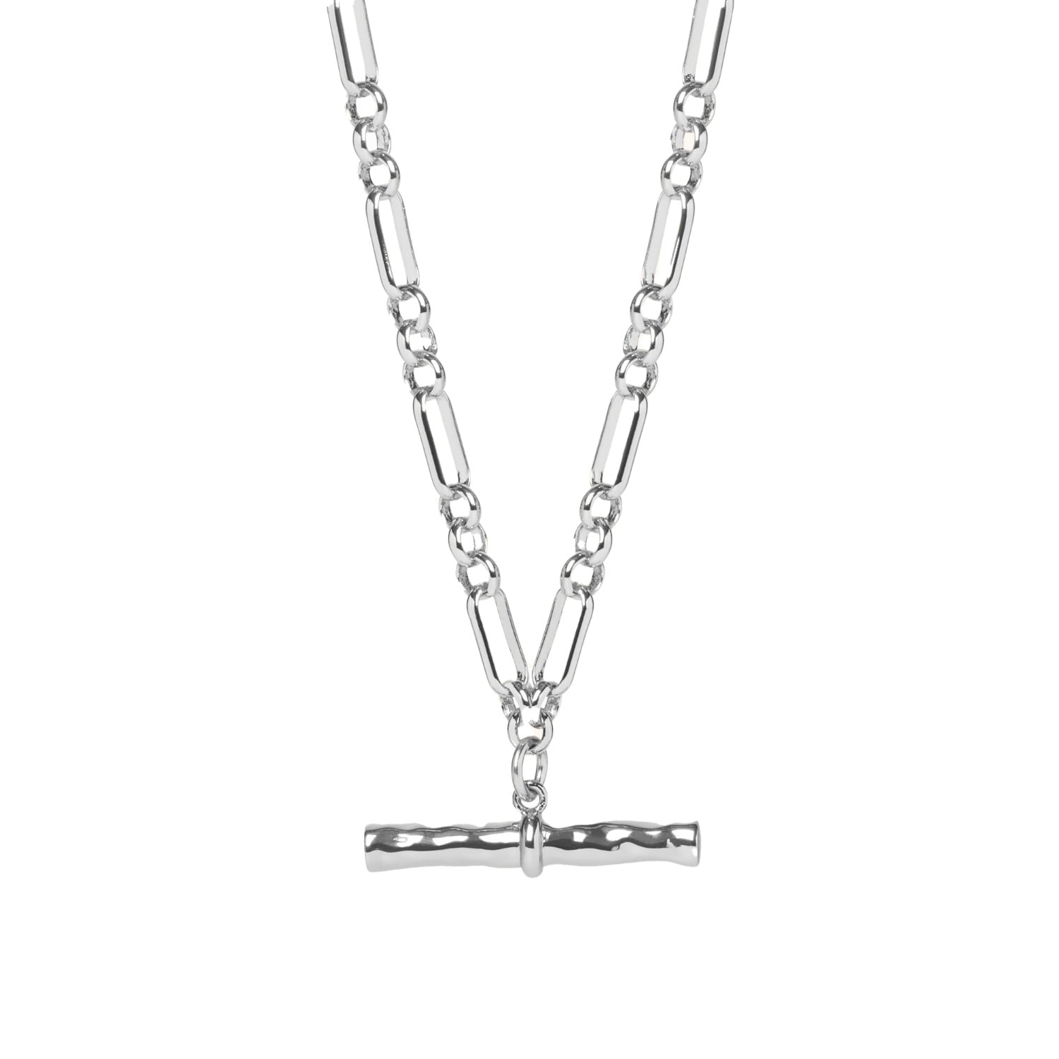 Muru Women's Wavy T-bar Necklace Silver