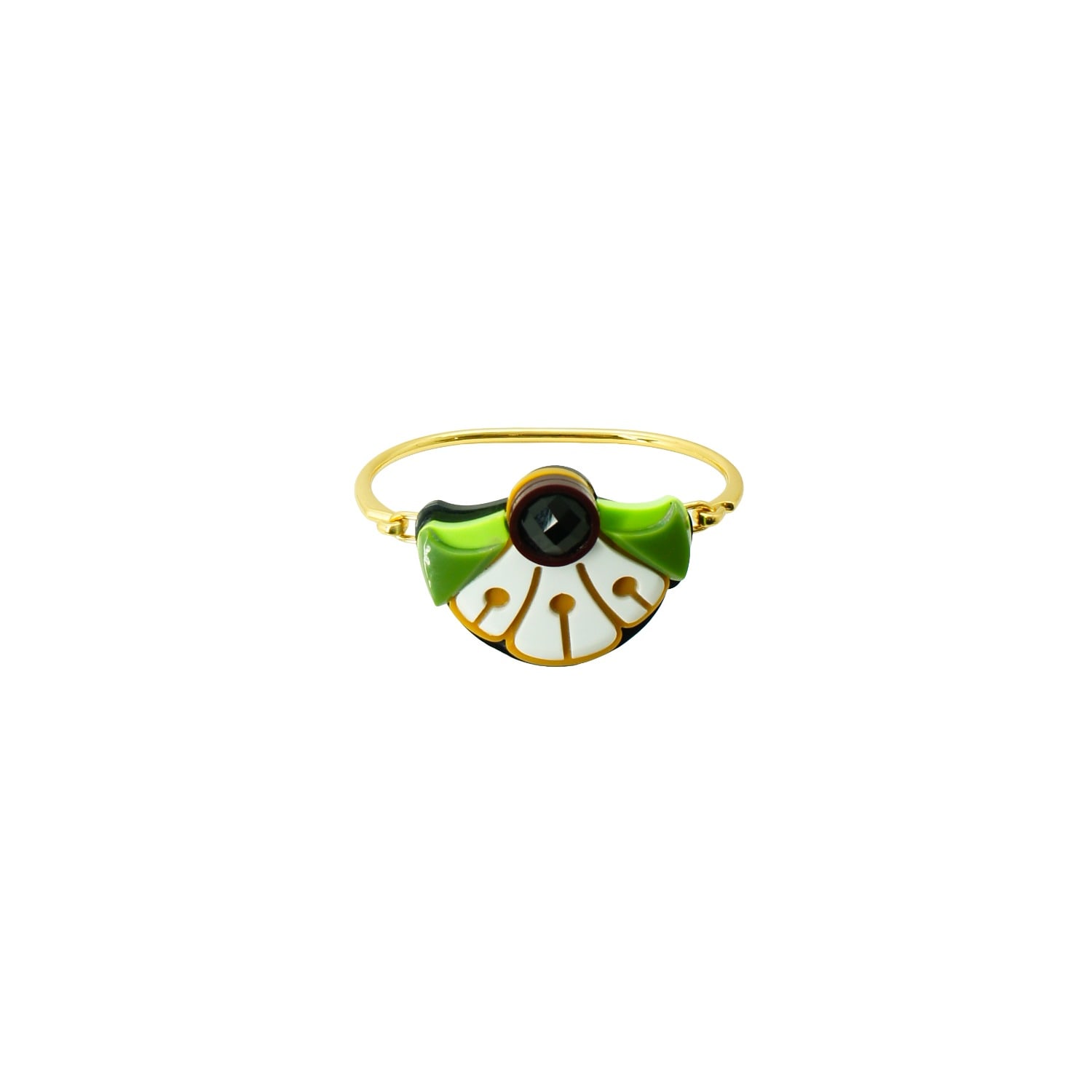 Gissa Bicalho Women's Green / Yellow / White Handmade Acrylic Bracelet Gerbera Mustard In Green