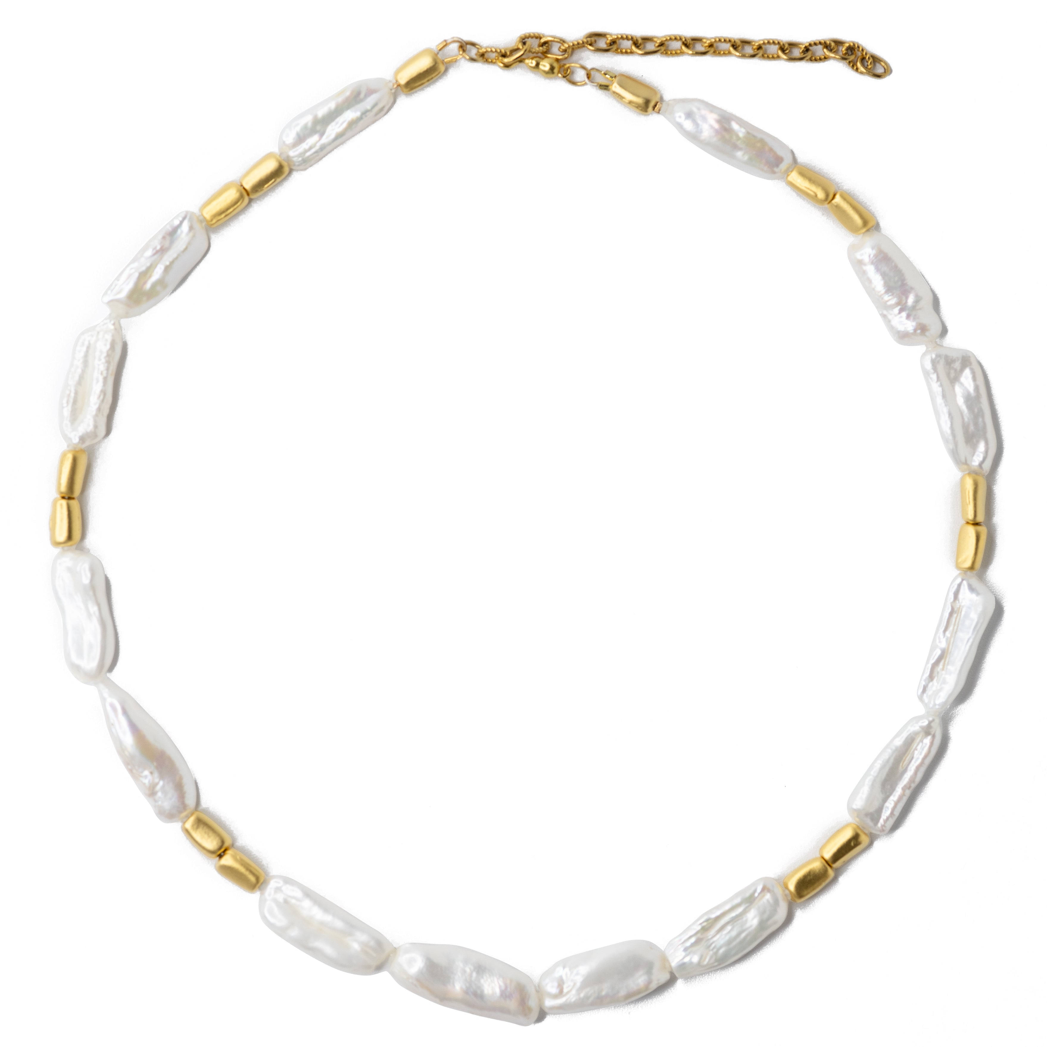Bombyx House Women's Gold / White Baroque Pearls Gold Bead Necklace In Gold