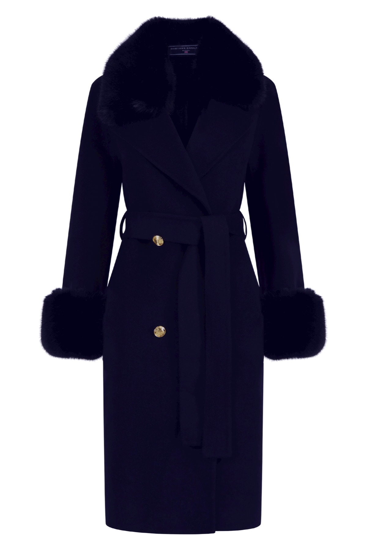 Hortons England Women's Blue Buckingham Cashmere Coat Navy In Blue