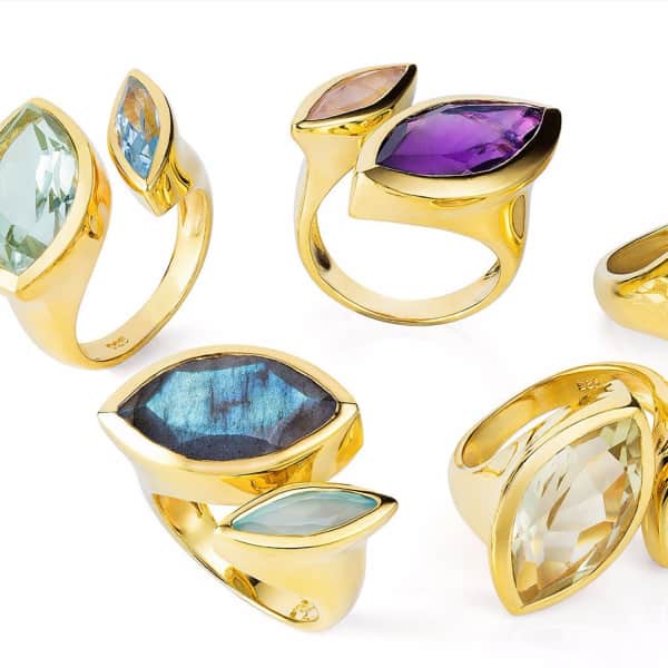 Neola Celestine Gold Cocktail Ring Peridot & Citrine In Cocktail