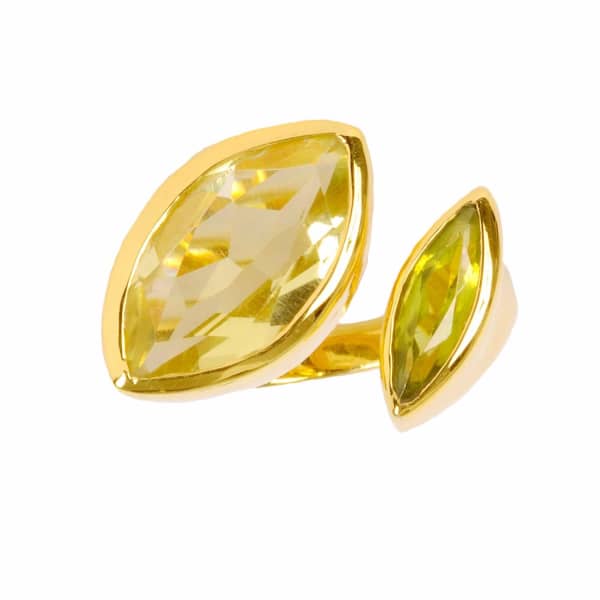 Neola Celestine Gold Cocktail Ring Peridot & Citrine In Cocktail