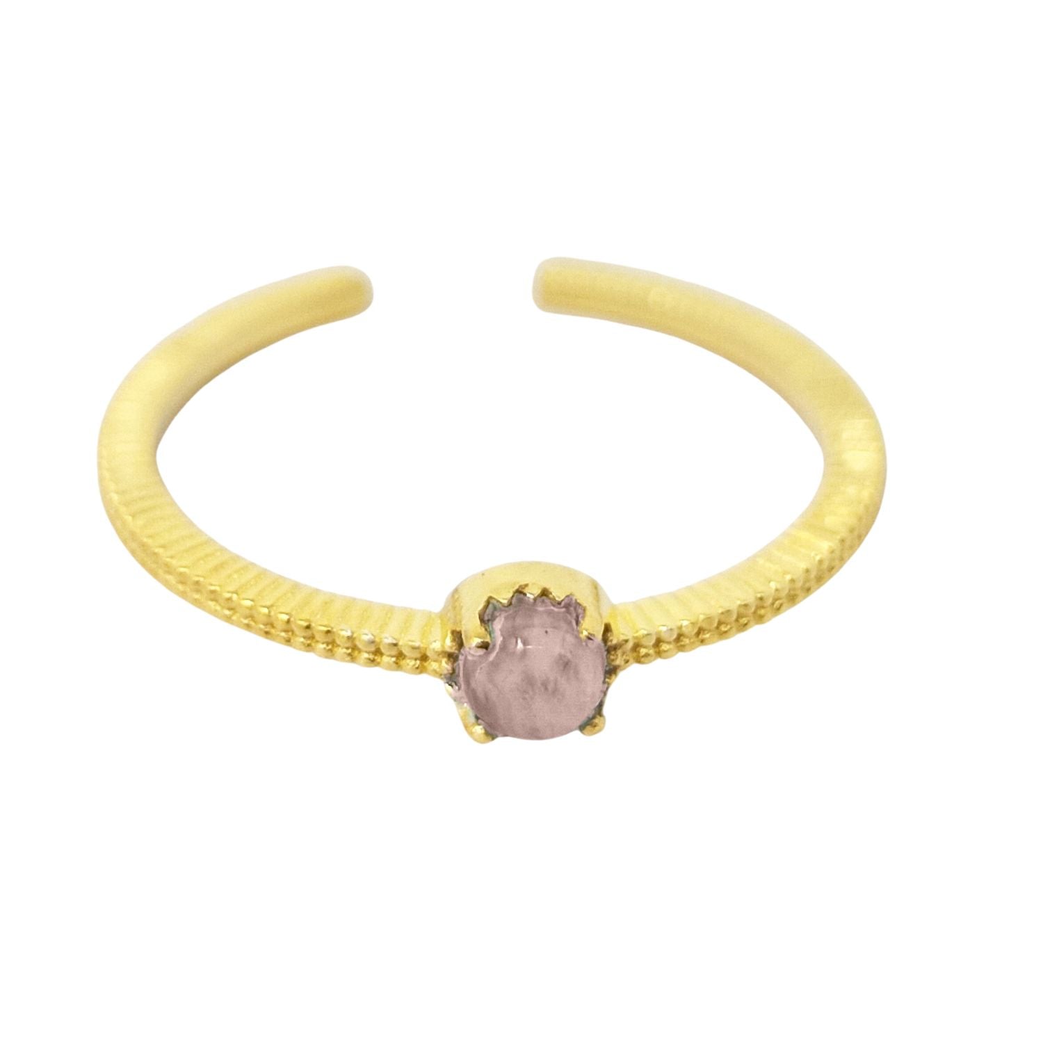 Harfi Women's Pink / Gold Rose Quartz One Size Fits All October Birthstone Ring In Multi