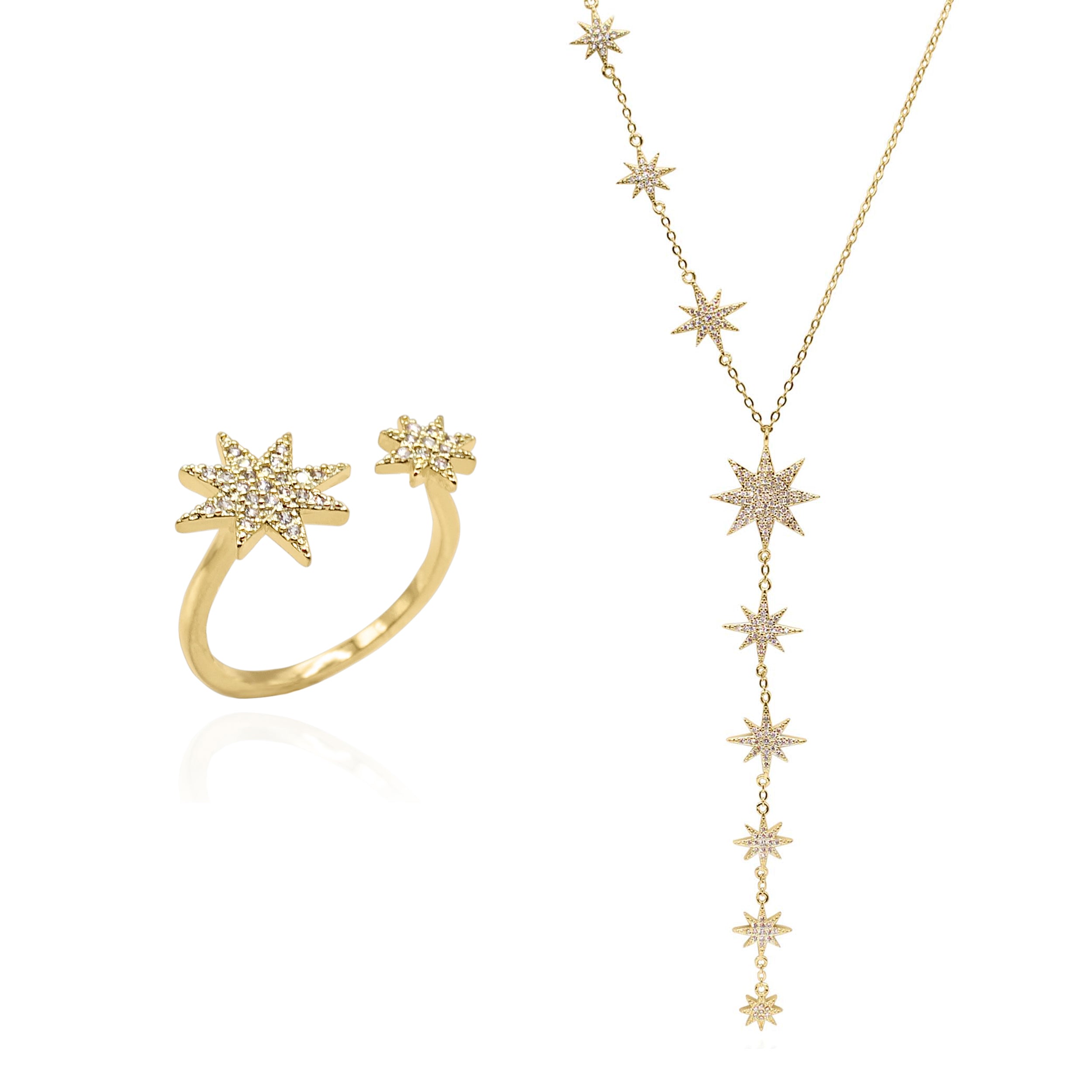 Luna Charles Women's Sparkling Star Gift Set - Necklace & Ring  - Gold Plated