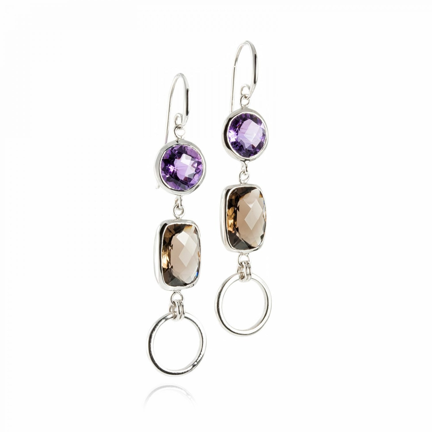 The Jewellery Store London Women's Silver / Pink / Purple Desert Night's Queen Chandelier Earrings In Sterling Silver