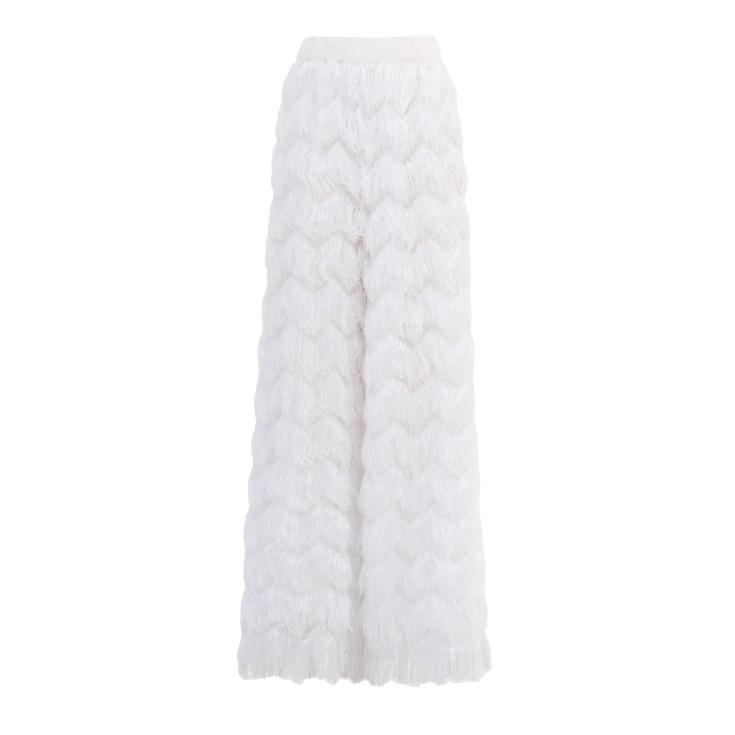 Julia Allert Women's Evening Statement Fringe Palazzo Pants – White In White