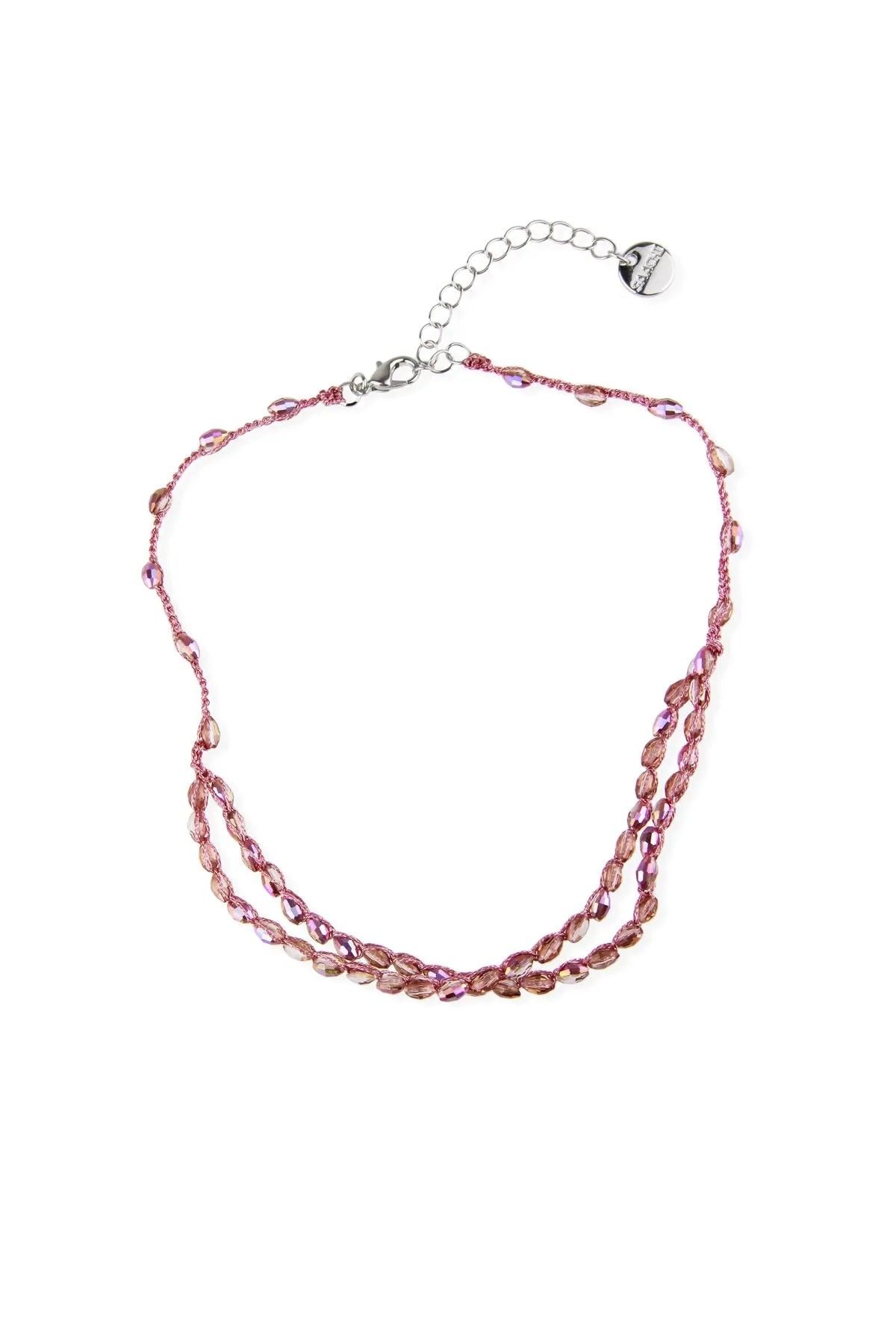 Saachi Women's Rose Gold Beaded Crochet Choker Pink Necklace In Gold