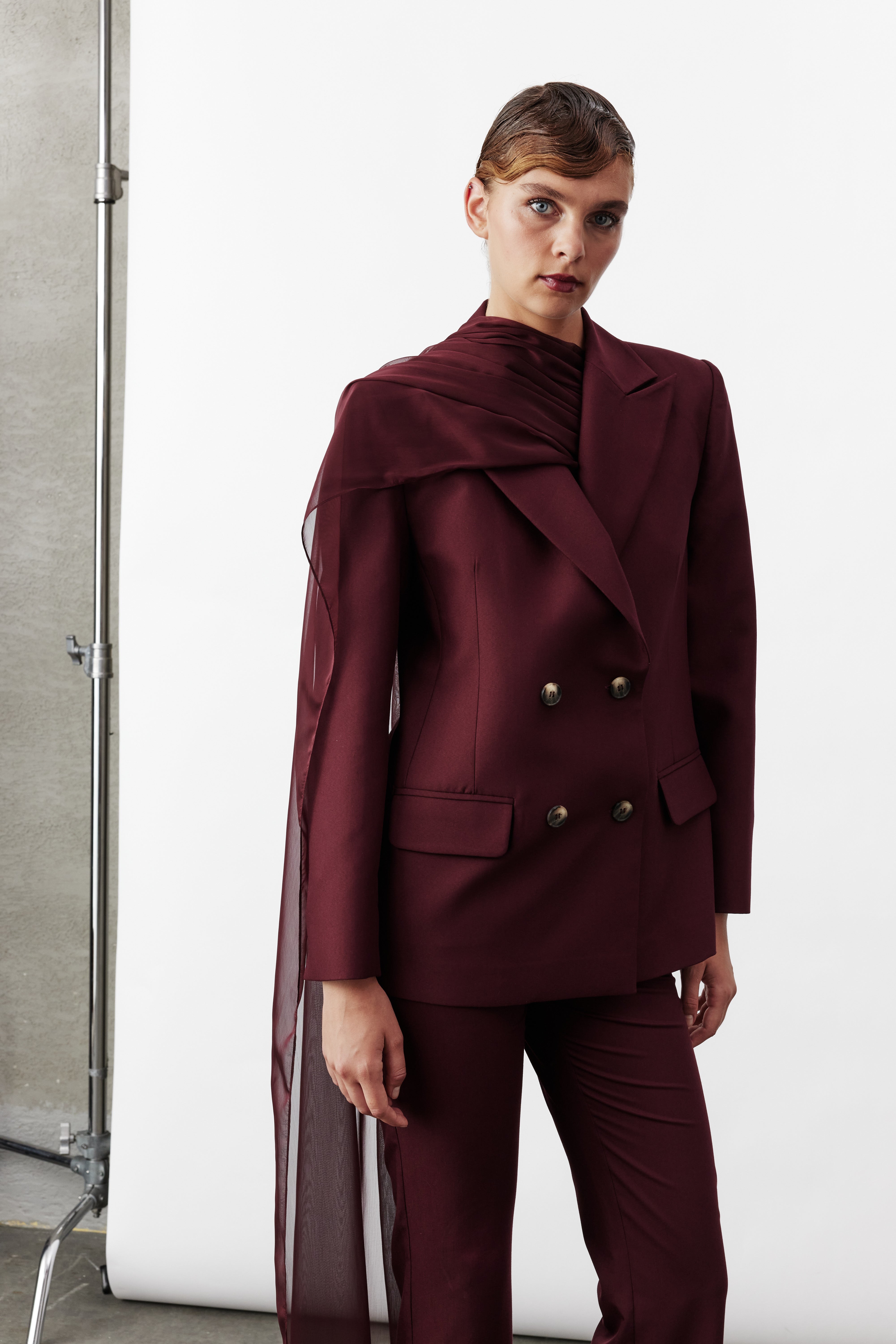 Nazli Ceren Women's Brown Elodie Blazer In Bordeaux In Brown