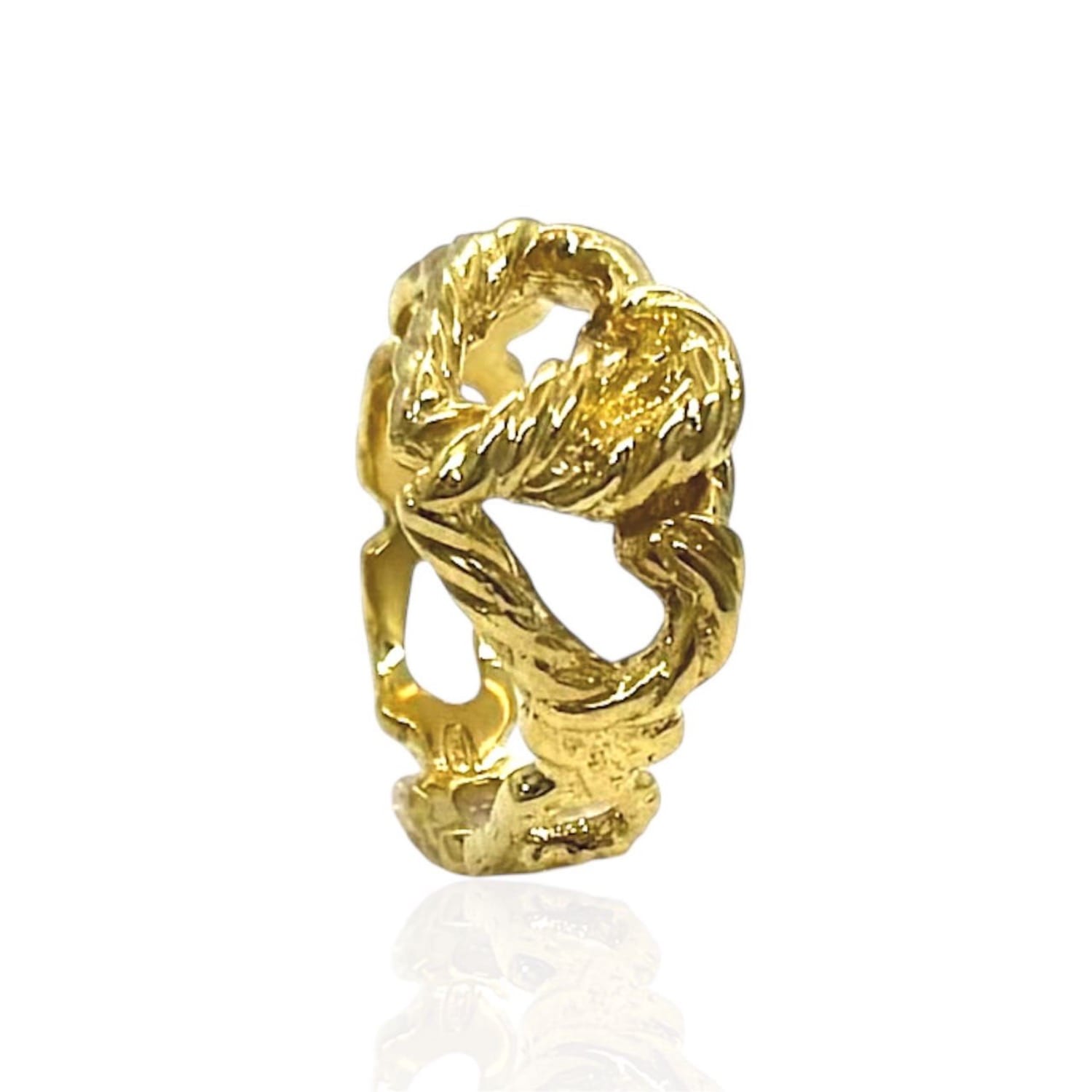 Unaloe Women's Ring With Interwoven Hearts, Gold-plated