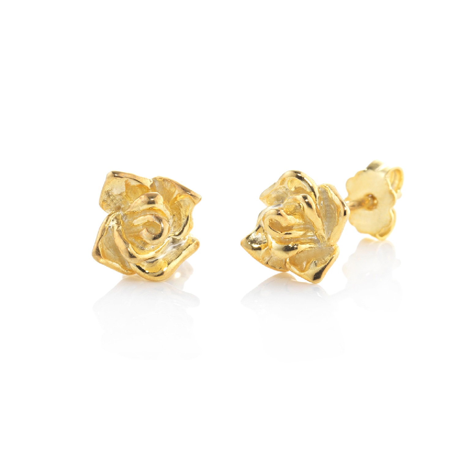 Unaloe Women's Eclipse Stud Earring With Rose In Vermeil Gold Plated Sterling Silver In Gold